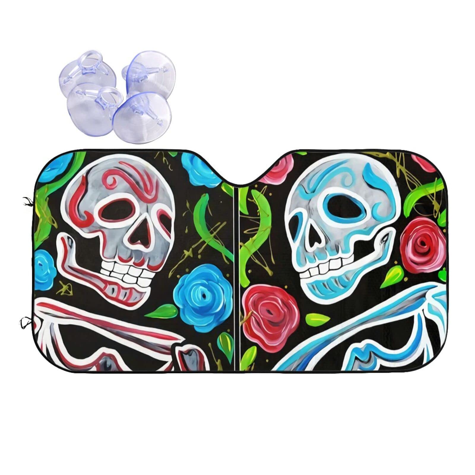 Photo 1 of Aneyhoz Skull Car Sun Shade Windshield for Women Foldable Uv Ray Reflector Car SUV Truck 55 x 29.9inches