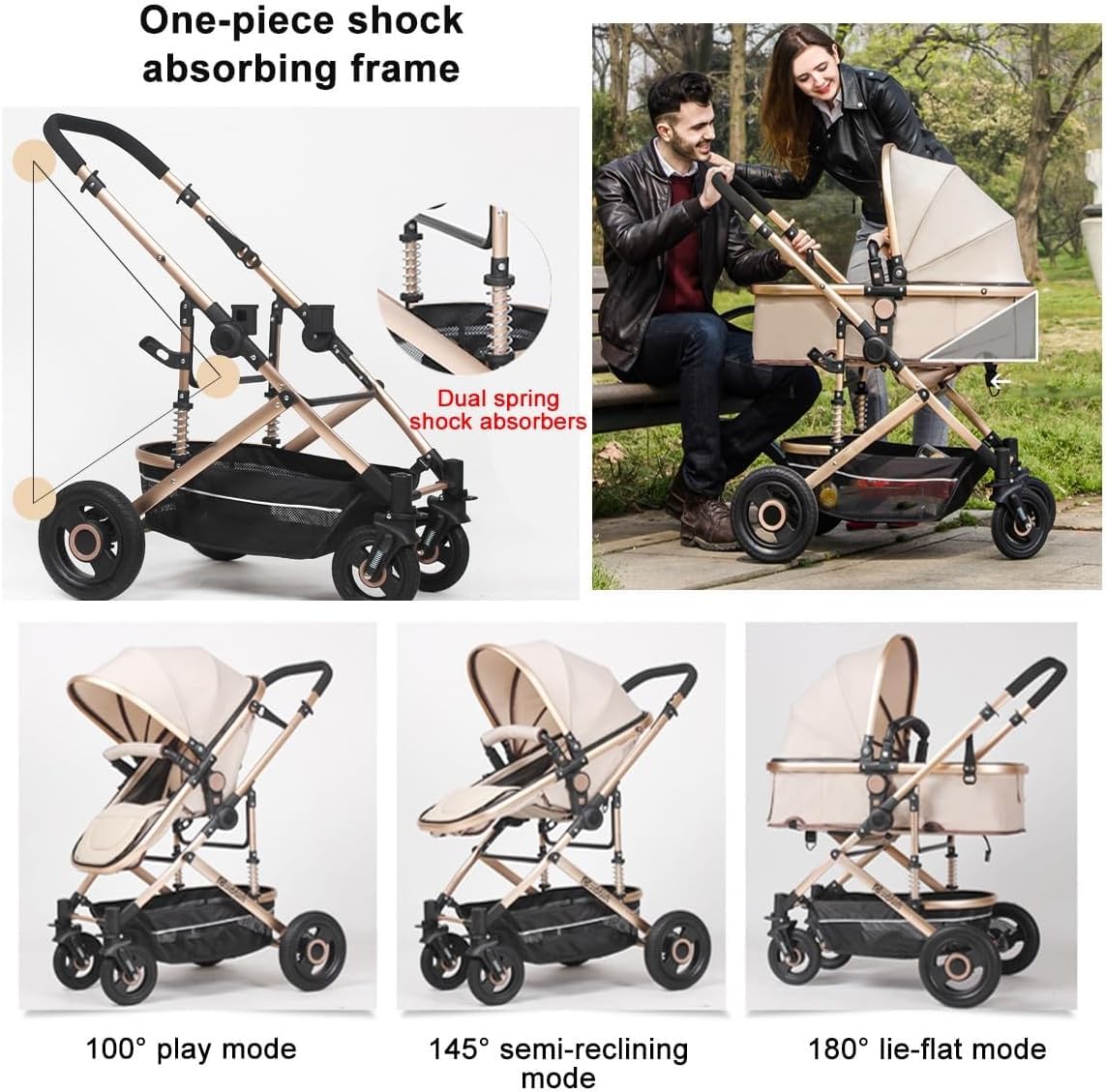 EYPKPL Poussette Double Poussette Double Pliable Confortable avec landaus à auvent et Panier de Rangement Poussette jumelle légère pour bébé
