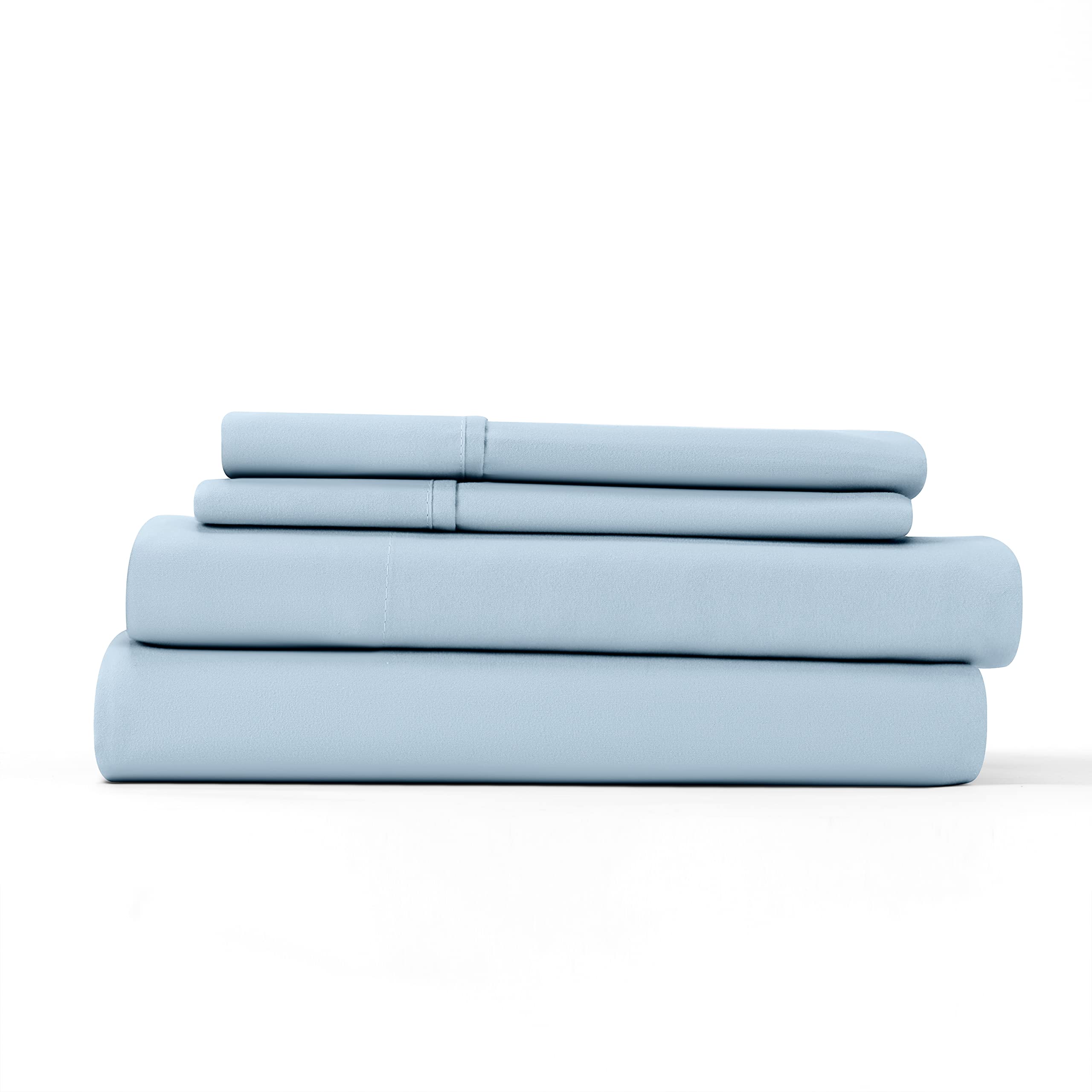 Linen MarketLinen Market Premium Ultra Soft 4 Piece Solid Sheet Sets, King, Light Blue