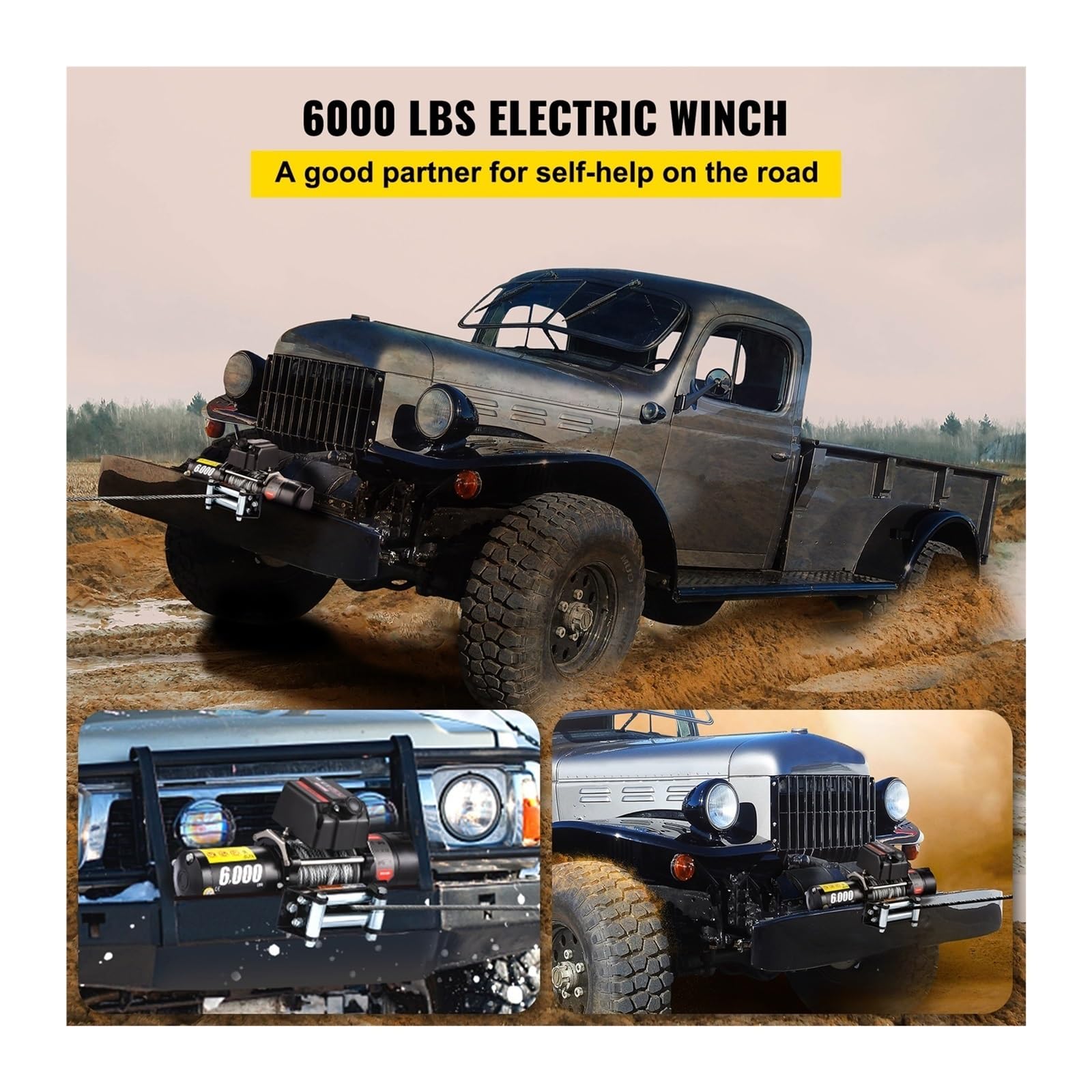 6000LBS 12V Elektrische Winde for 4X4 13M Stahl Kabel Auto Anhänger Seile Abschleppgurt Mit Drahtlose Steuerung ATV Lkw Off Road Für DIY-Anfänger