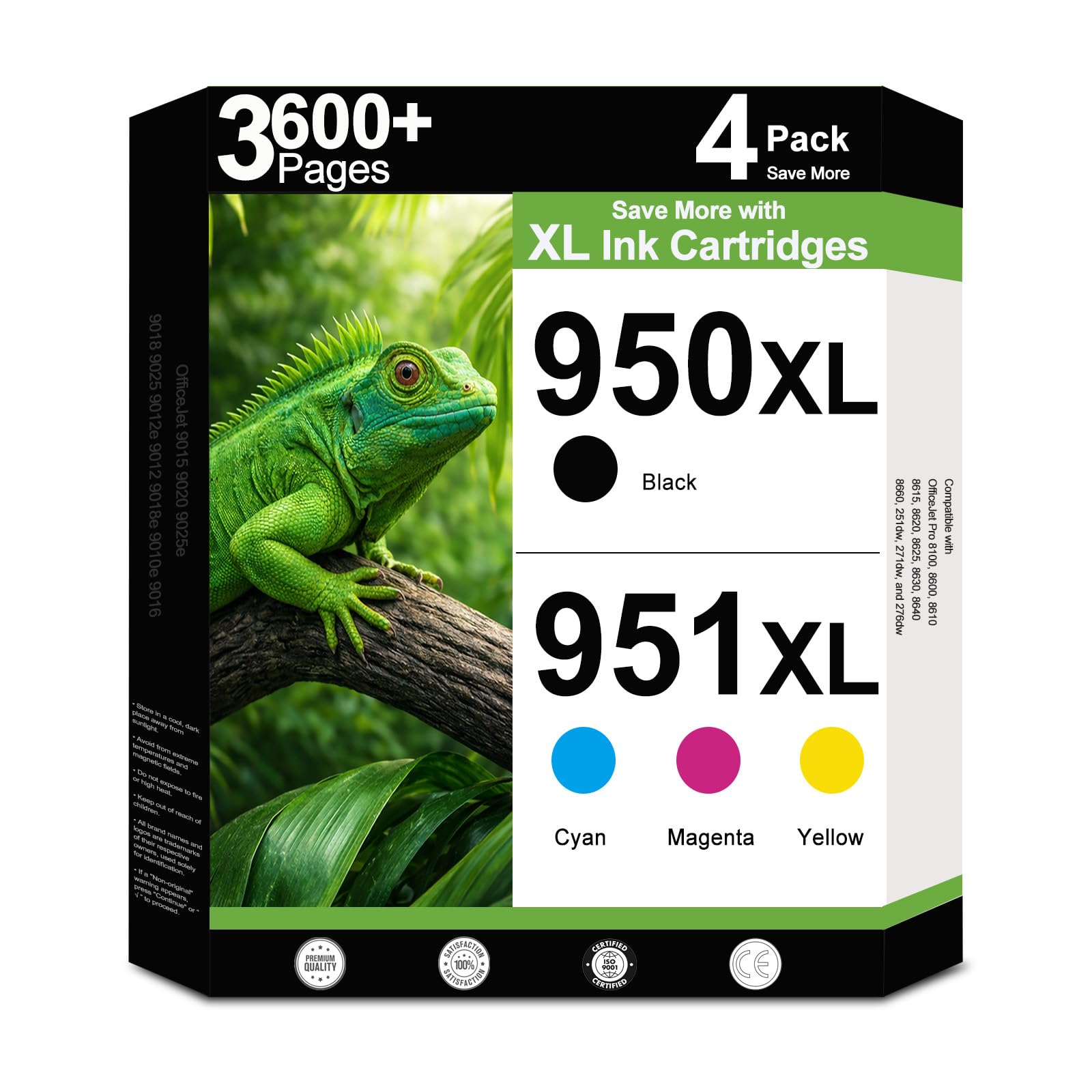 Photo 1 of 950XL 951XL Combo Compatible for HP 950 951 XL Ink Cartridge Work for OfficeJet Pro 8640 8660 8100 8110 8600 8610 8615 8620 8625 8630 Printers with V27.2.1 Chip ( 4-Pack Black, Cyan, Magenta, Yellow )