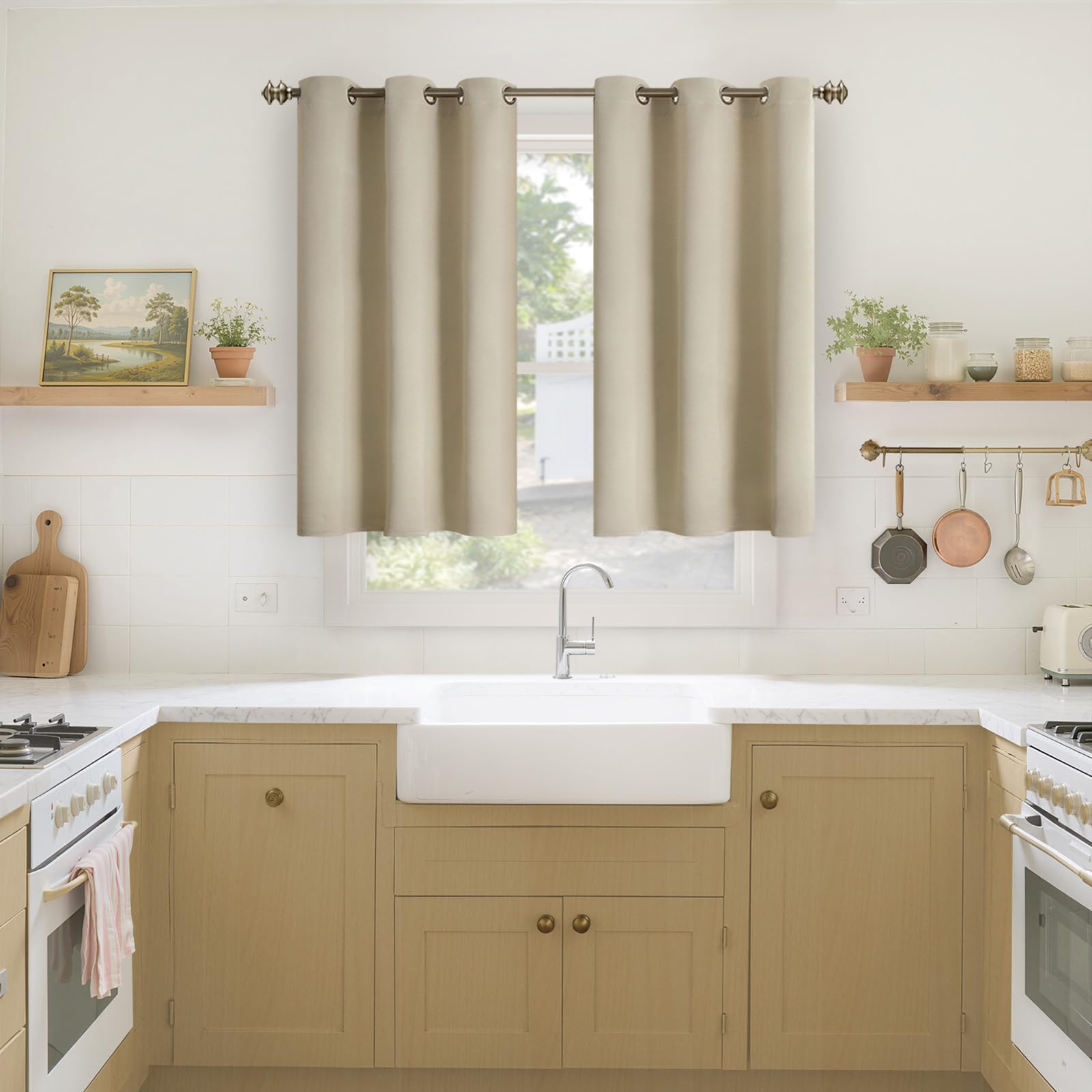 YoungsTex Small Blackout Curtains 45 Inch Length for Bedroom Window - Short Thermal Insulated Drapes with Grommet Privacy for Bathroom Kitchen Windows