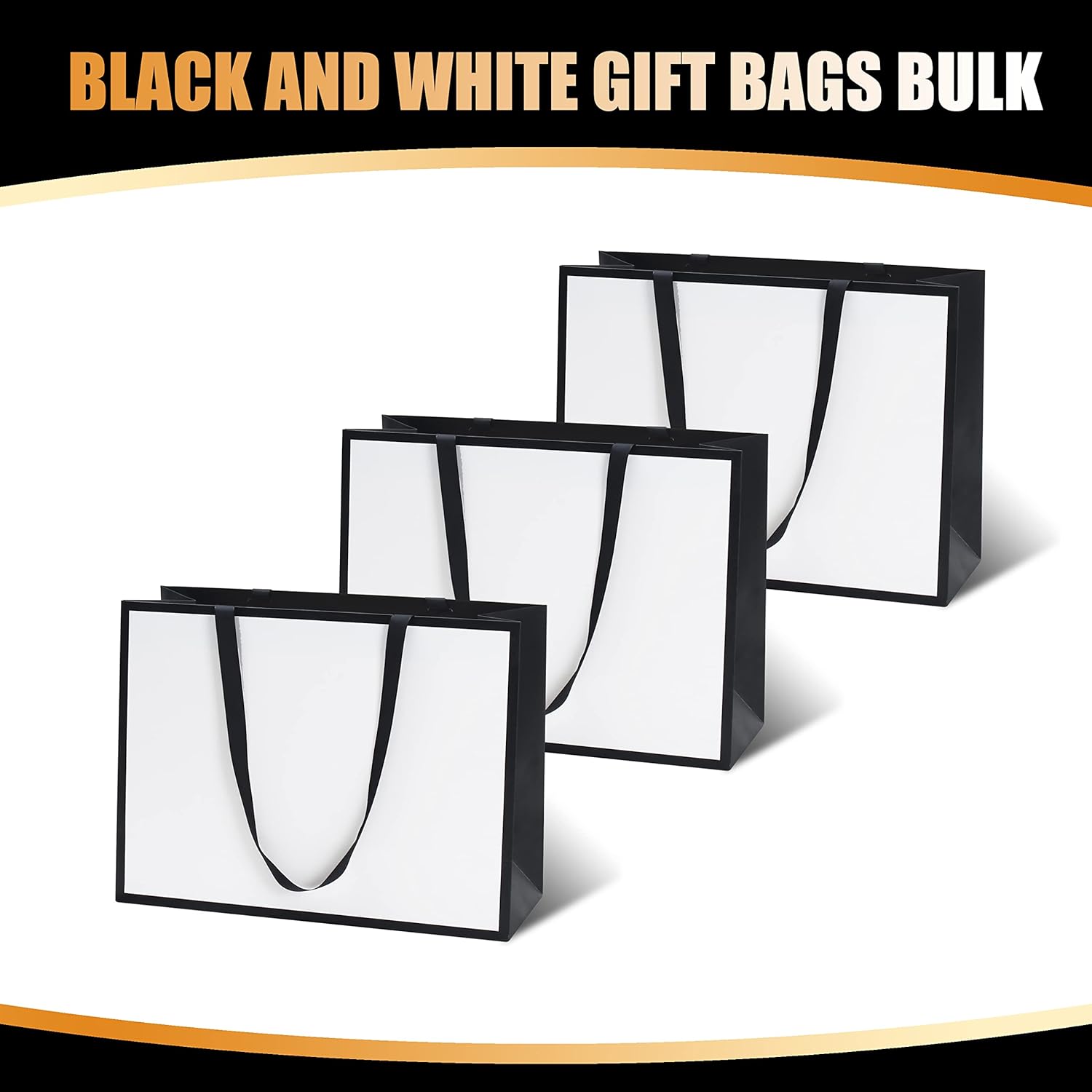 Large Gift Bags, 10Pcs 16"x6"x12" Extra Large Gift Bags, Black and White Gift Bags with Handles, Big Gift Bags for Shopping, Wedding, Party - Image 6