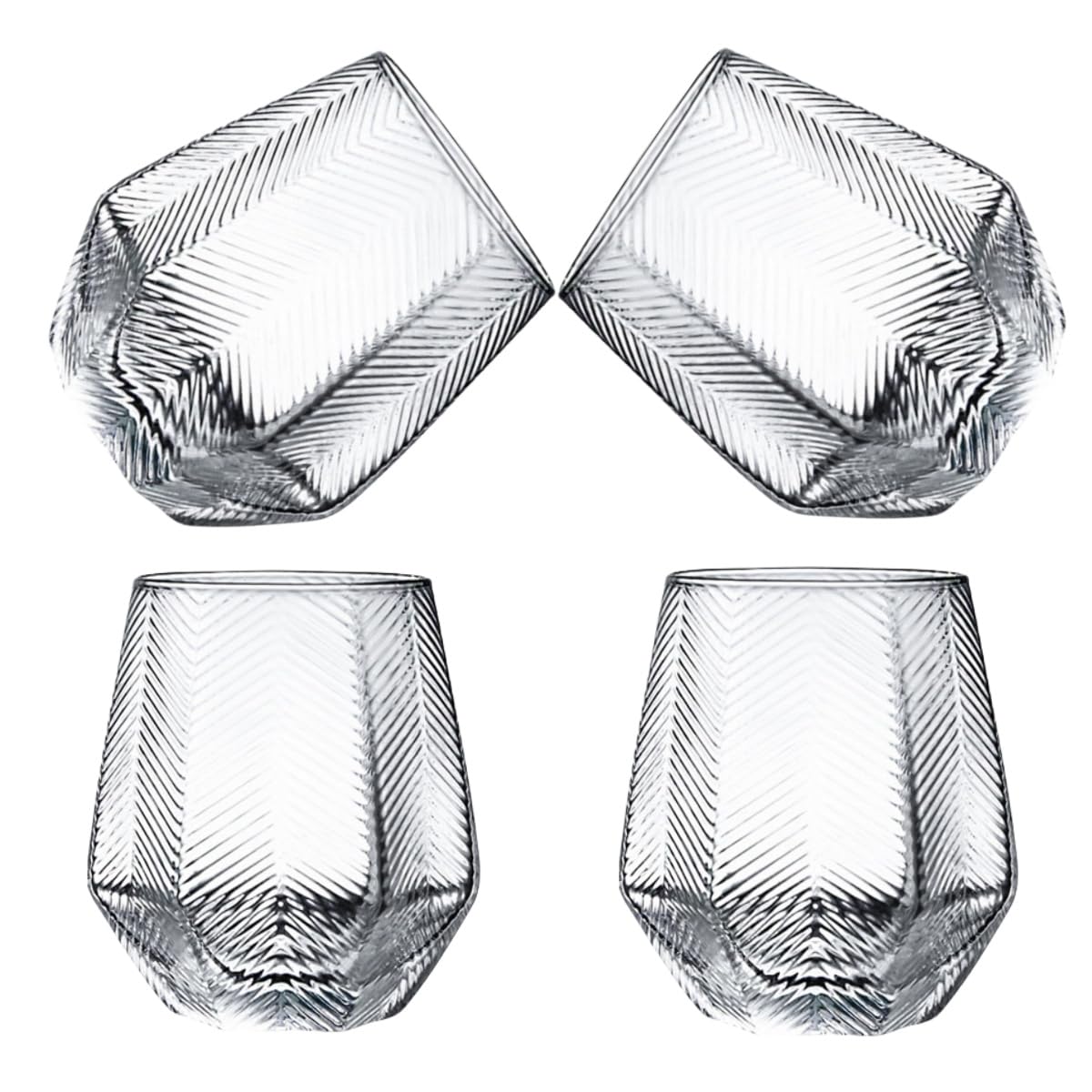 YUHANOER Wine Glasses Set Of 4,Stemless Wine Glasses 10 Oz Stress Relief Tumblers Dishwasher Safe, Spill-Proof Design For Red Wine, Cocktail, Whiskey,