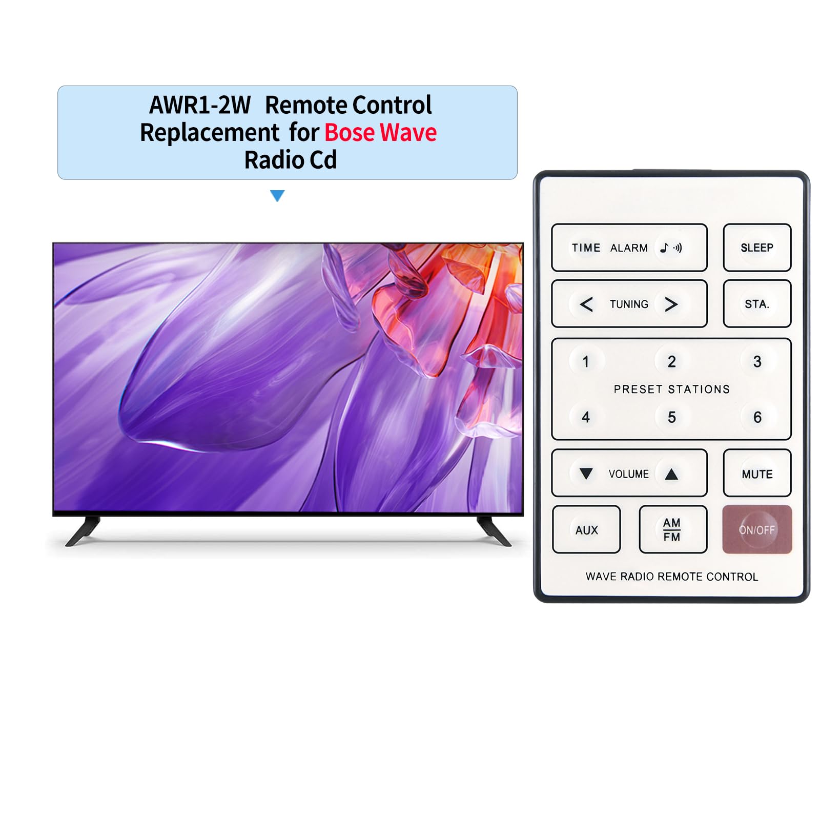 TCNOUMT Replacement Bose Remote Control, Compatible with Bose Wave Radio CD AWRC A7 AWR1-2W AWR1-1W AWR113 AWR131 AWR1W1, White - Image 2