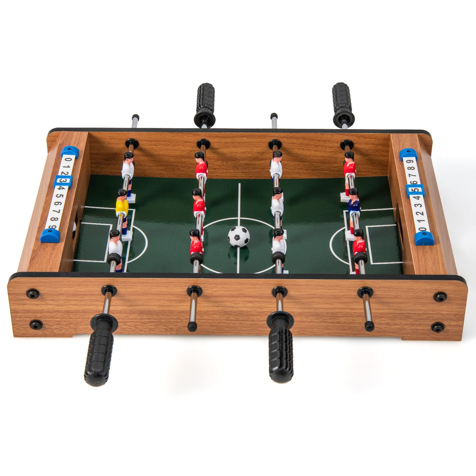 COSTWAY Baby-Foot en Bois avec Poignée Durable, Table de Jeu avec 2 Ballons, Coins Arrondis, Jouets pour Adulte et Enfant pour Fête, Bar, Salle de Jeux, 51 x 30,5 x 9 cm