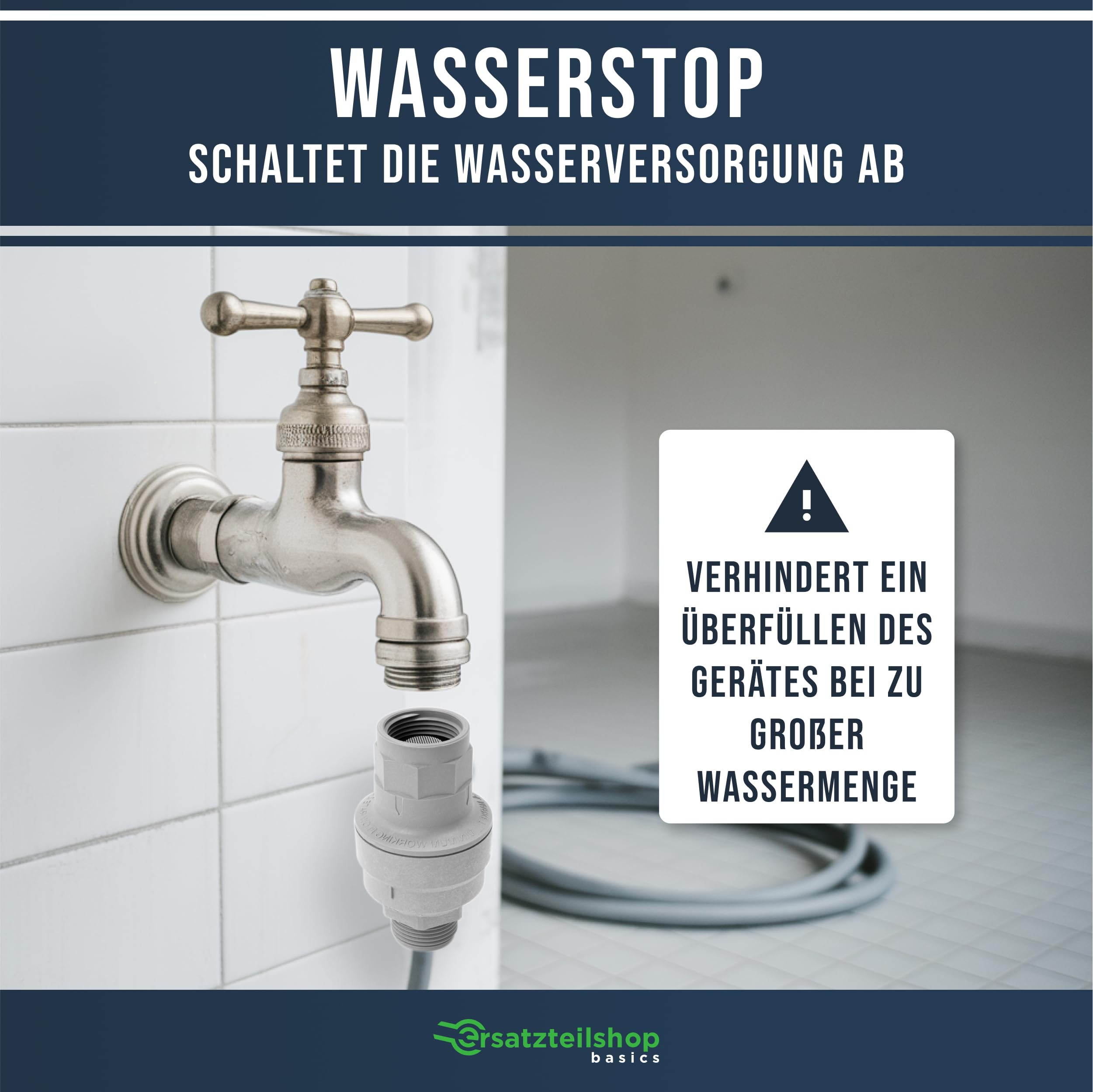 Wasserstop Waschmaschine Aquastop Ventil für Schlauch 3/4 Zoll Sicherheitsventil Rückschlagventil Waschmaschine Spülmaschine