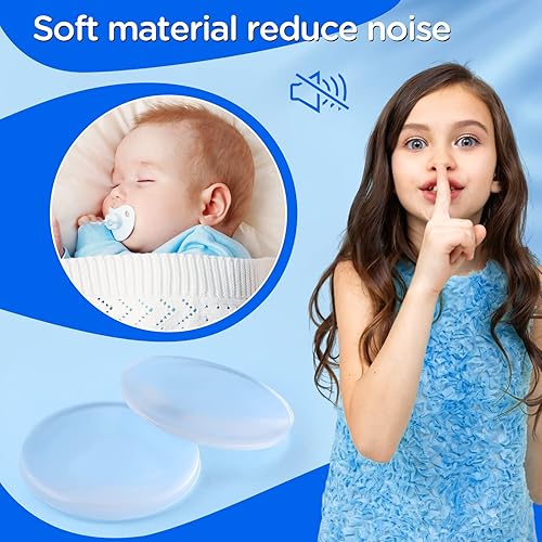 Miniatura 5 de YASUOA Tope de puerta de 6 piezas de tope de pared para manija de puerta, autoadhesivo, silicona transparente, protector de pared redondo, topes de