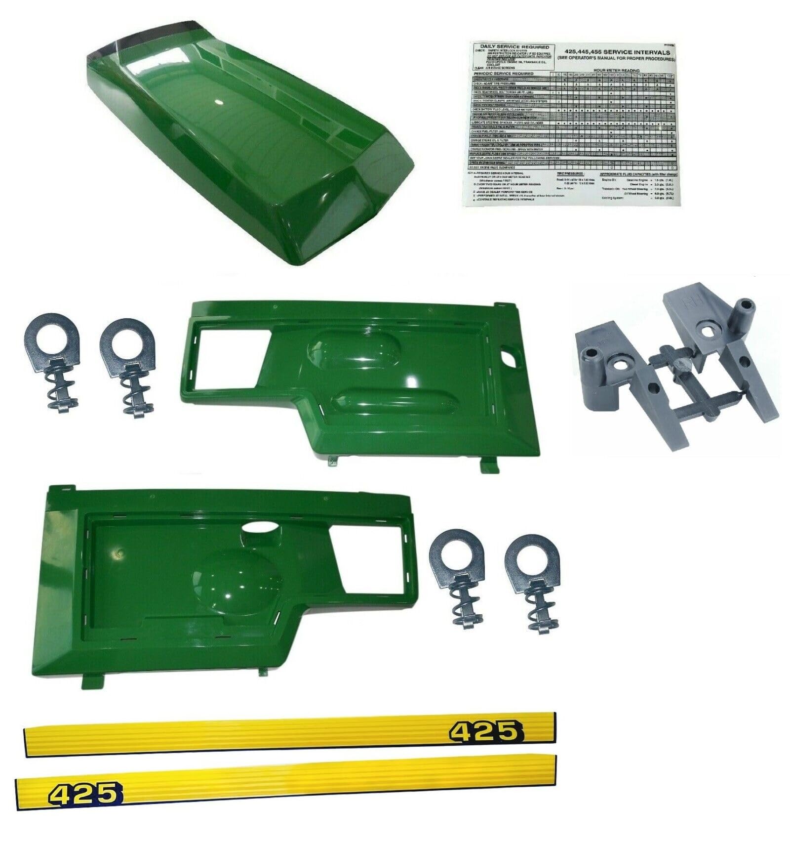 New Hood/Panel/Declas/Panel Retaining Clip Kit/Guide AM128986 AM128983 AM128982 Fits John Deere 425 UP SN