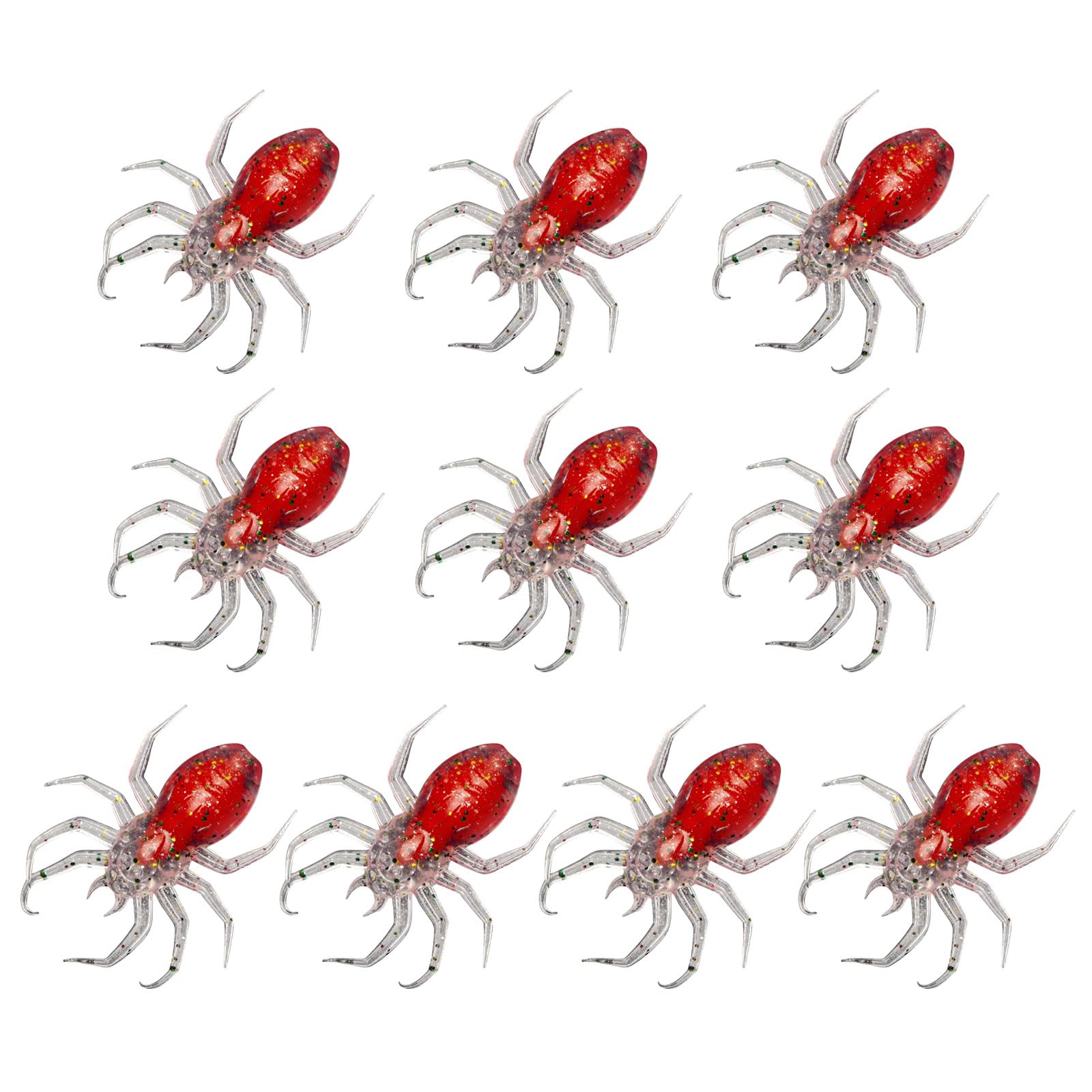 Appâts de pêche, 10 pièces araignées artificielles leurres de pêche résistant aux morsures Paillettes Brillantes appâts Souples appâts Souples Fournitures de pêche(Orange)
