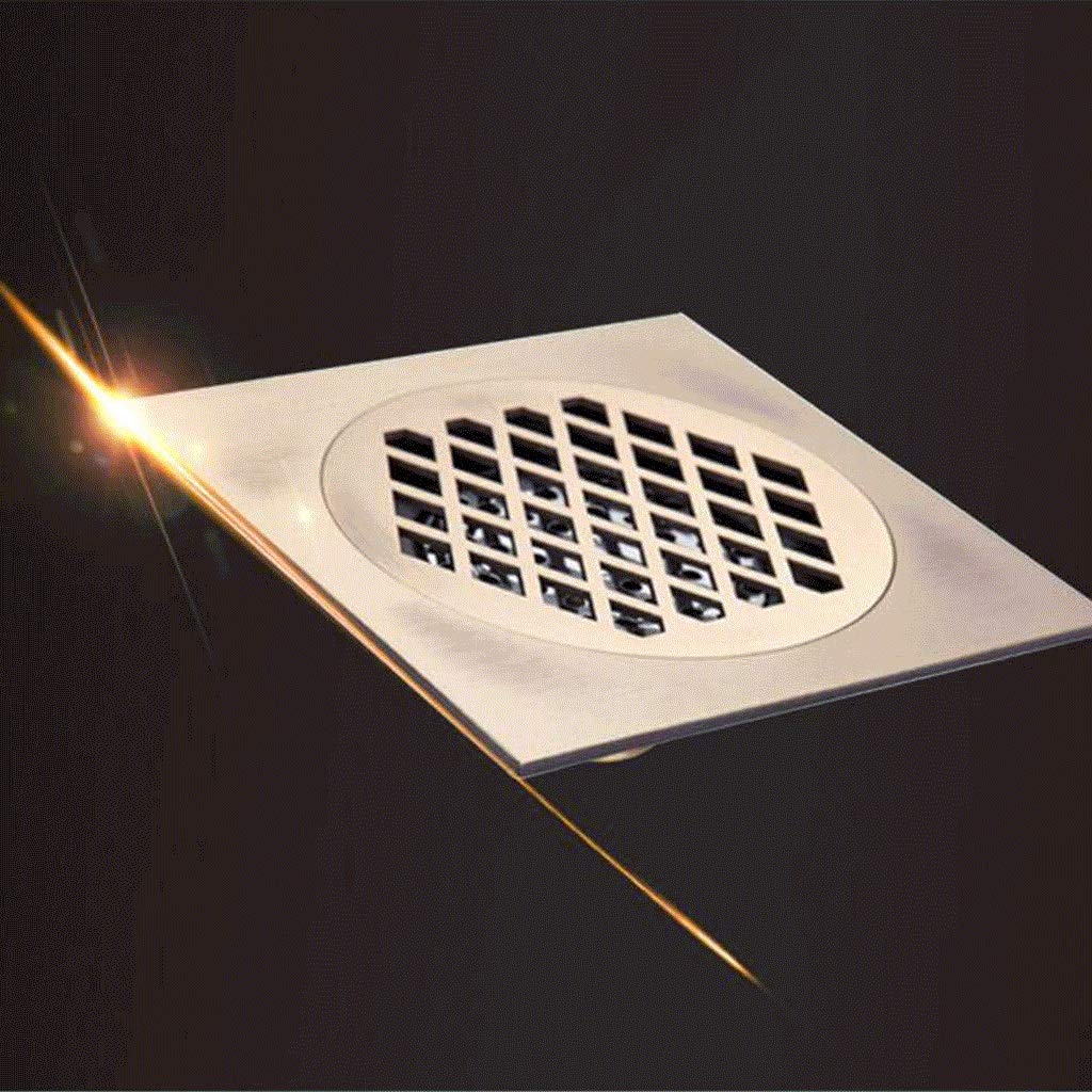 Scarico a Pavimento in Rame, Scarico a Pavimento for Bagno, Doccia Quadrata, Filtro di Scarico for lavandino, Oro