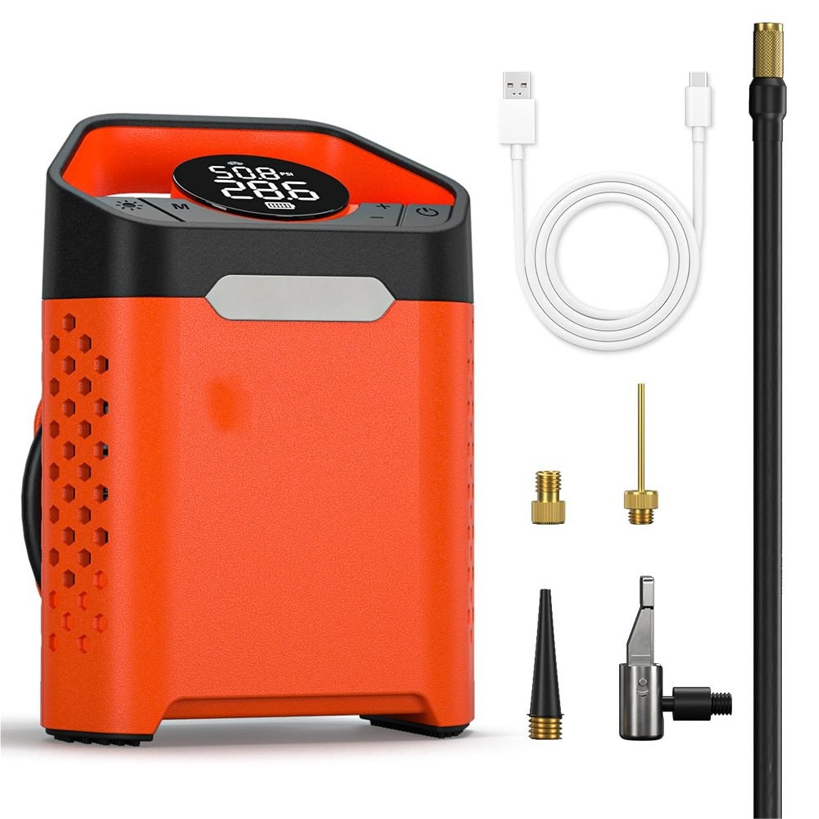 Inflador Ruedas Coche Compresor portátil para Coche, Inflador de neumáticos de Coche de 160 PSI, 7800mAh, para Coches, Motocicletas, Bicicletas, Bolas Compresores de Aire portátiles(Orange)