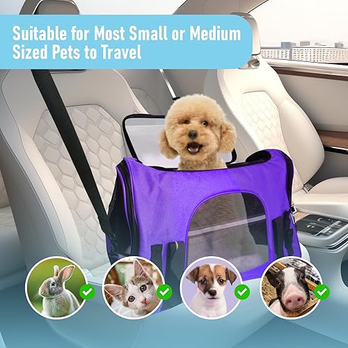 Vista 13 de Transportador expandible para gatos para viajes, transportador de mascotas de lados suaves para gatos y perros pequeños, aprobado por aerolíneas
