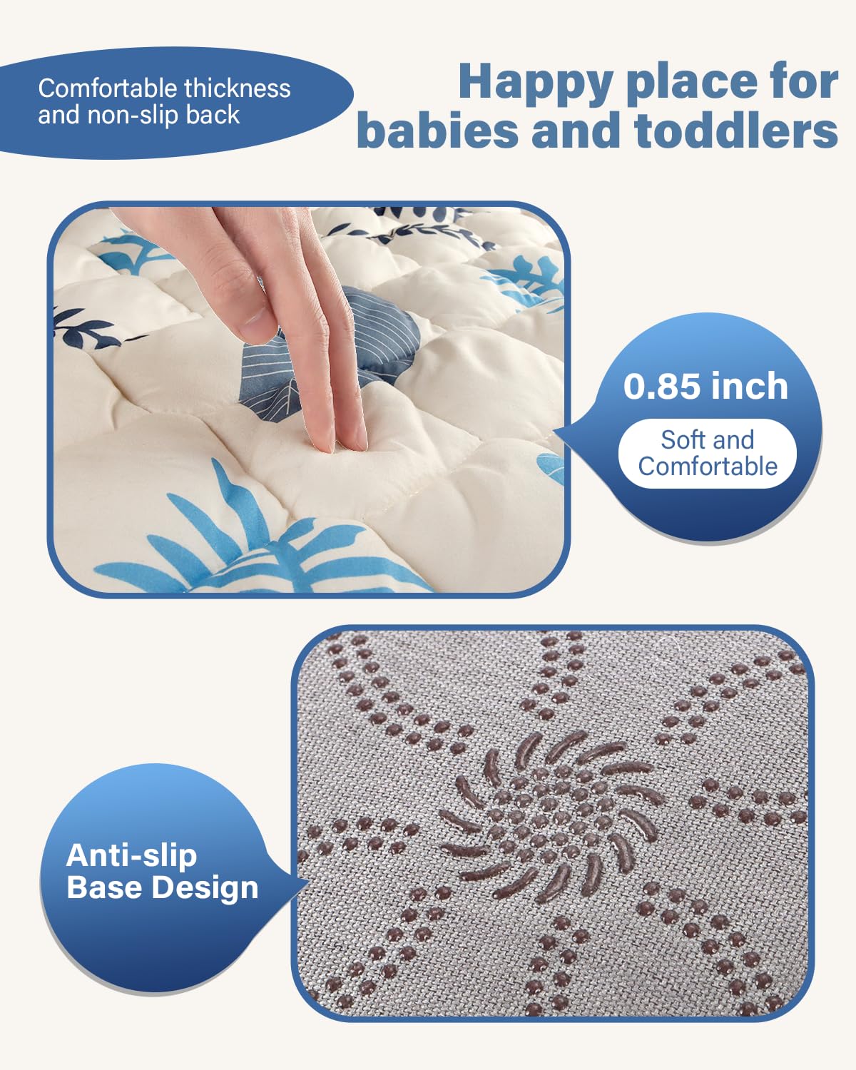 Tapete de juego para bebé, tapete antideslizante para el suelo, tapete suave y grueso para corral, tapete de juego portátil, tapete de gateo para bebés, niños pequeños y bebés para jugar y 4