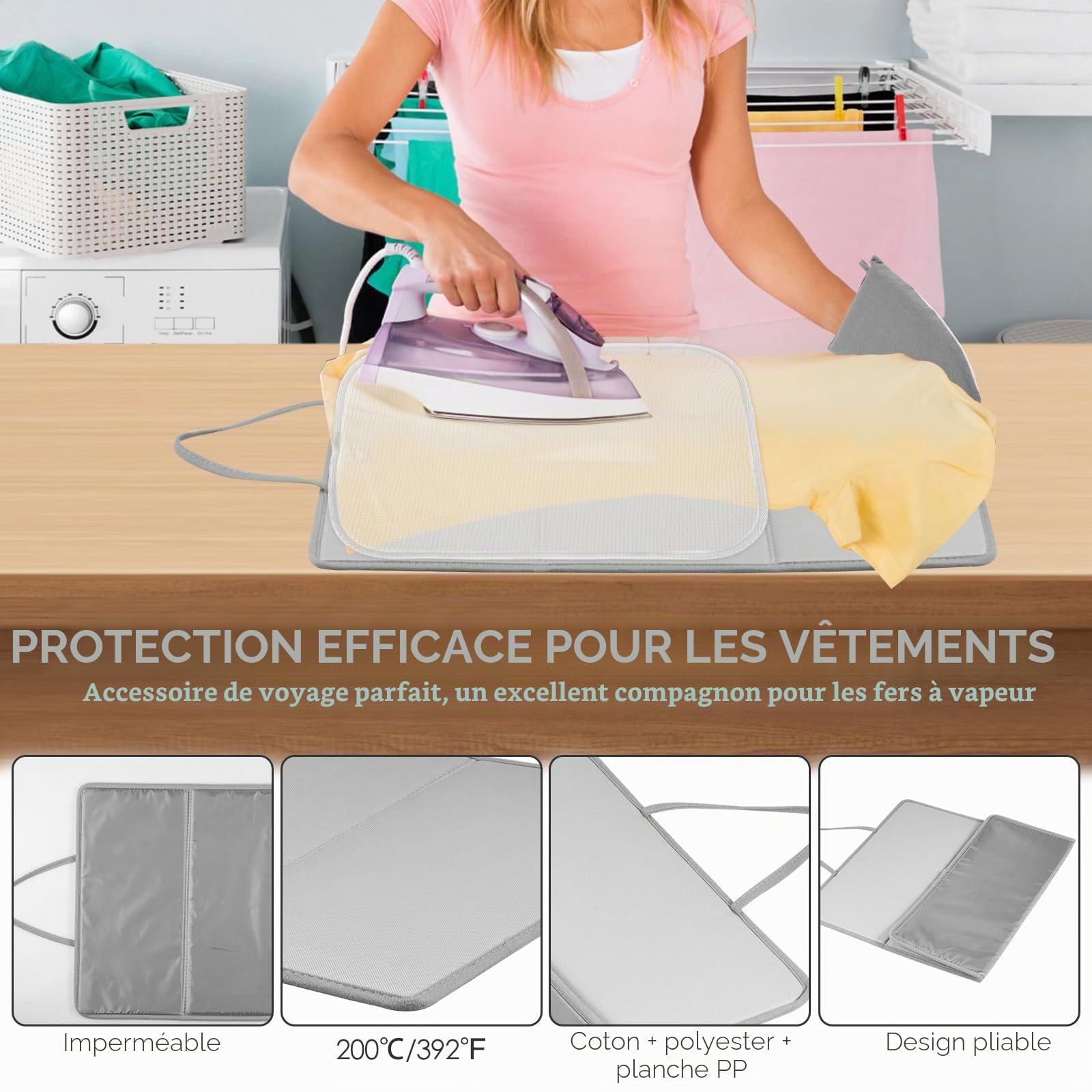 Support vapeur Steamer pour cintres, pliable, avec coussin de repassage et gants, support à vapeur rotatif à 360°, longueur réglable de 84 à 160 cm, séchoir portable pour vêtements