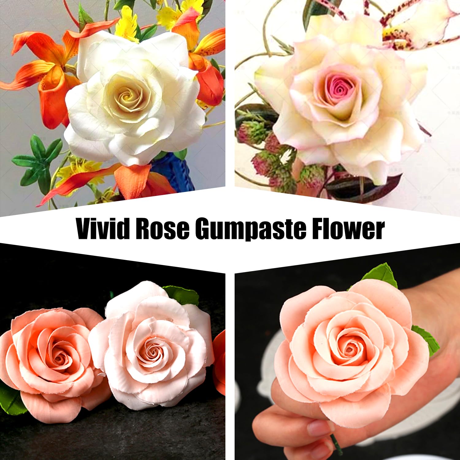 KALAIEN Ausstechformen-Set mit Rosenblüten, 11-teiliges Set, Zuckerpaste, Backform, Kekse, Gebäck, Ausstecher, Küchenwerkzeug