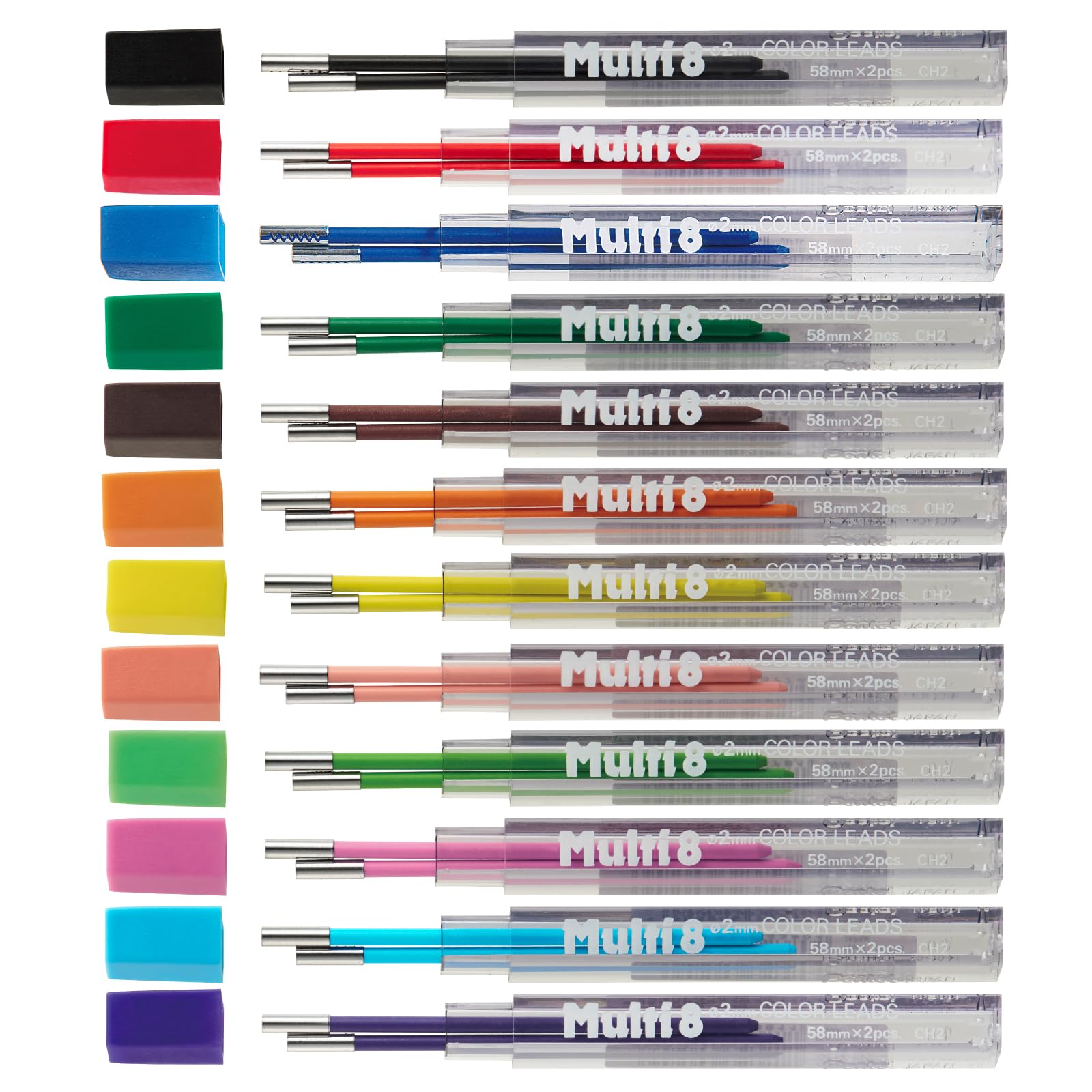 Pentel 804CH2-12AMZ Art Multi 8 Recharges, 8 Recharges Internes + Ensemble de 4 Couleurs