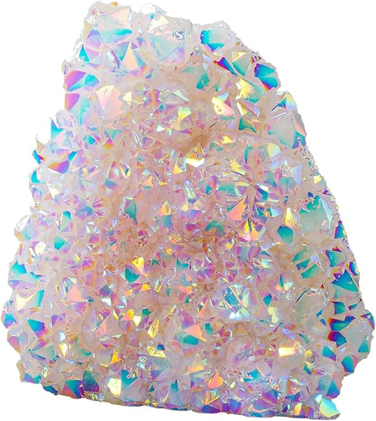 White Crystal Cluster Electroplated Colorful Crystal Cluster White Crystal Raw Stone Ore Home Decoration Demagnetization Ornaments,50~70g