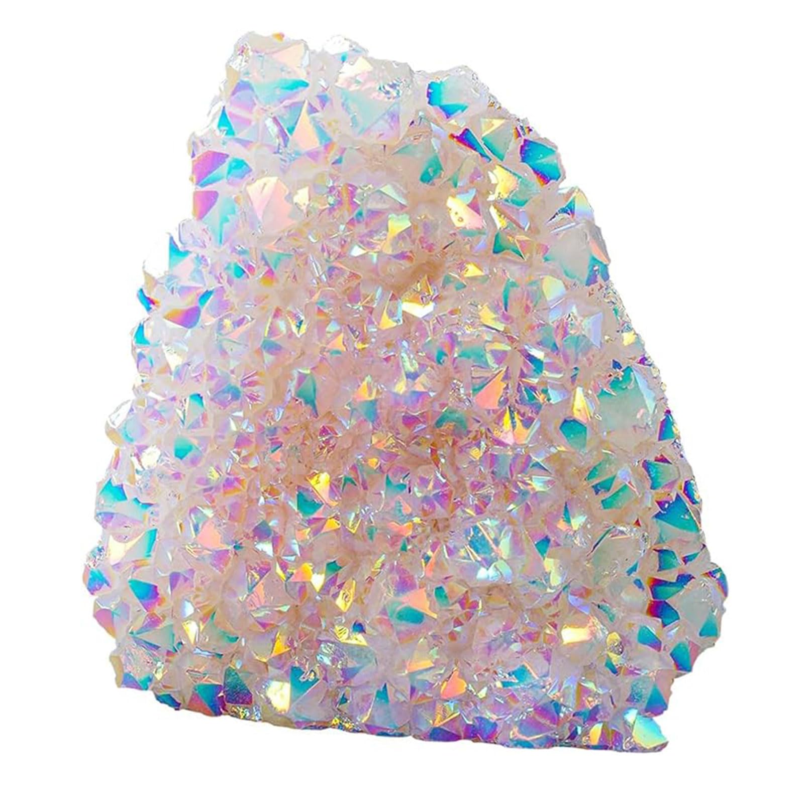 ITCLEYMDZV White Crystal Cluster Electroplated Colorful Raw Stone Ore Home Decoration Demagnetization Ornaments,50~70g