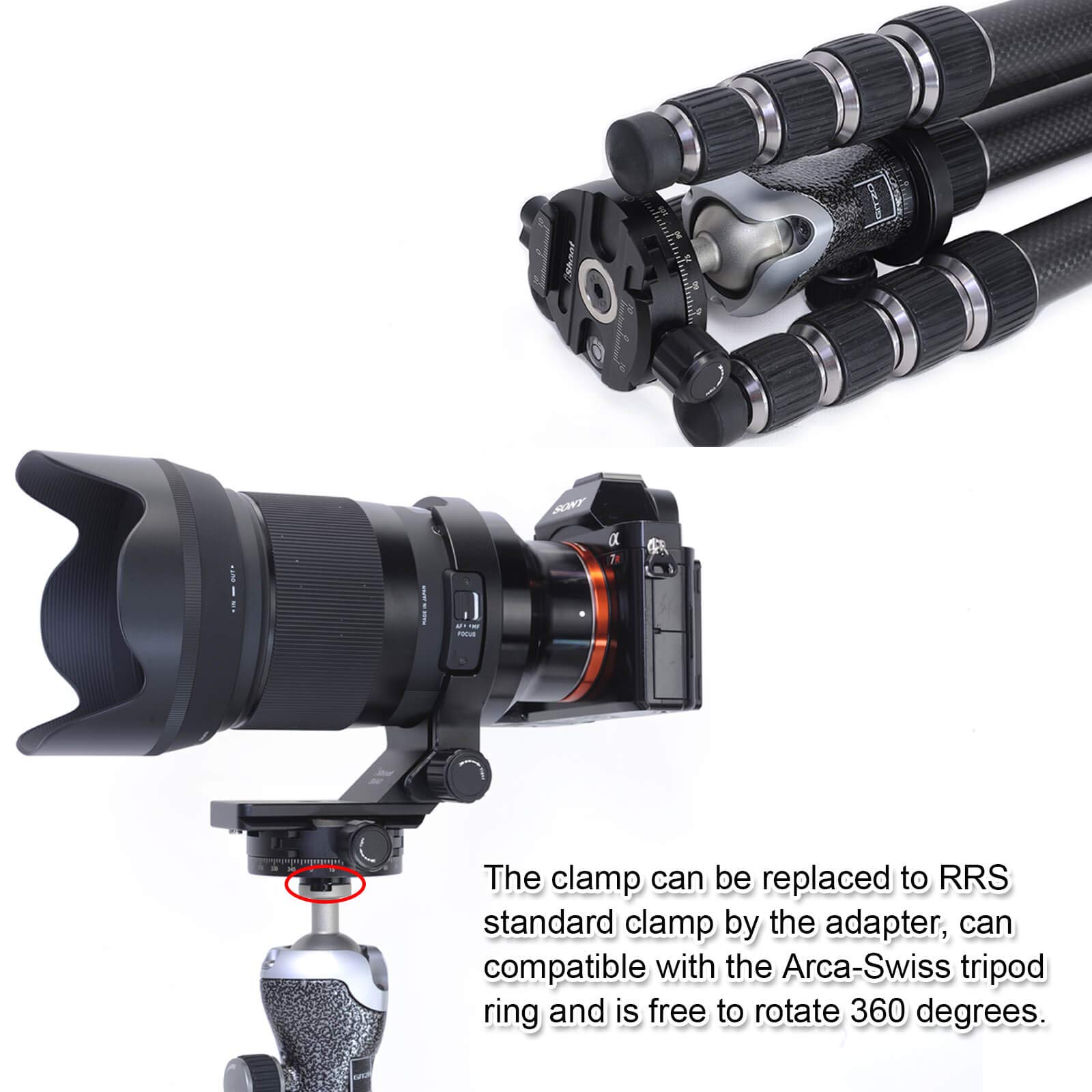 iShoot Konwerter adaptera zacisku głowicy statywu kompatybilny z ARCA-SWISS pasuje do głowicy kulowej statywu Gitzo 82TQD 82QD, Manfrotto MH490 492 494 496 498, MH054 055 057, seria MHXPRO