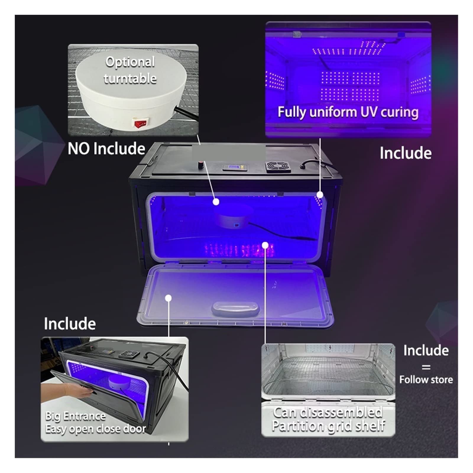 Lámpara de uñas de Gel UV Led UV Gel Caja de curado Lámpara Luz Ultravioleta Máquina Gran tamaño Cure 3D Impresora Pegamento Resina Aceite Vidrio Tinta Pintura Pantalla Seda Teléfono(365nm)