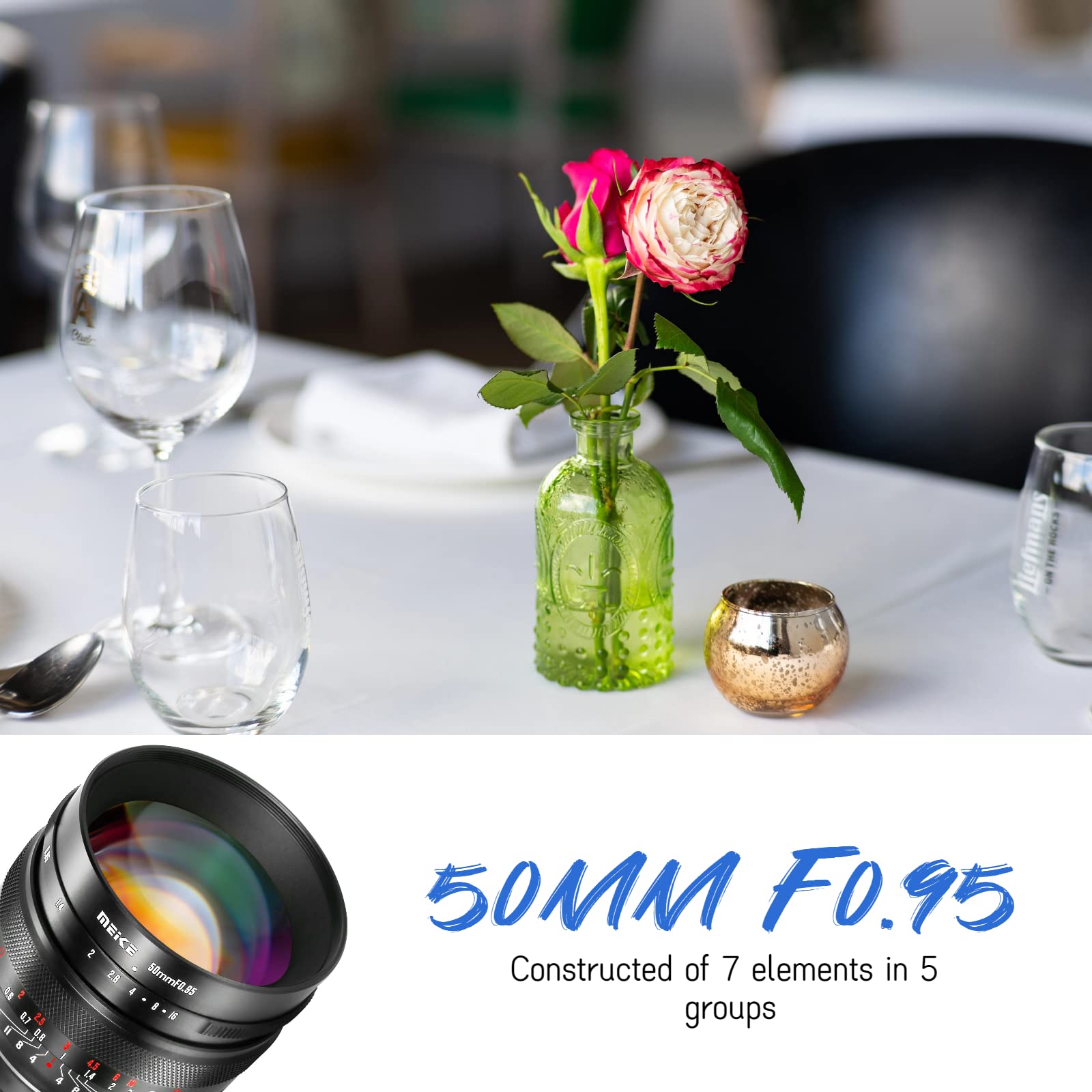 Meike Objectif APS-C à grande ouverture 50 mm f0,95 compatible avec les appareils photo sans miroir Canon EF-M M2 M3 M5 M6 M10 M50 M100 M6II M200, etc