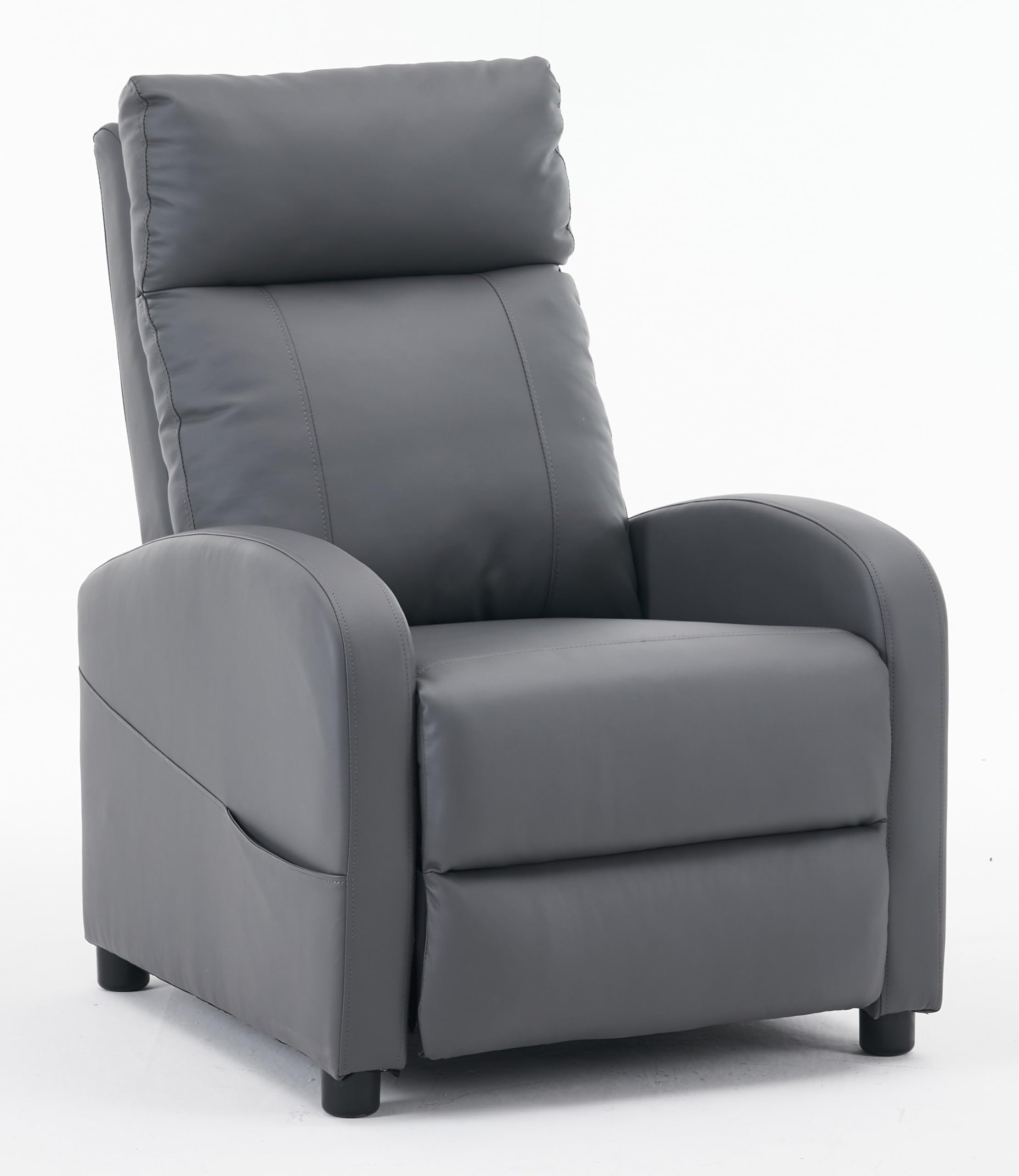 Requena Recliner Armchair, PU Leather Sofa Lounge Seating with Adjustable Leg Rest and Reclining Functions for Living Room - HQ-8256 - Grey