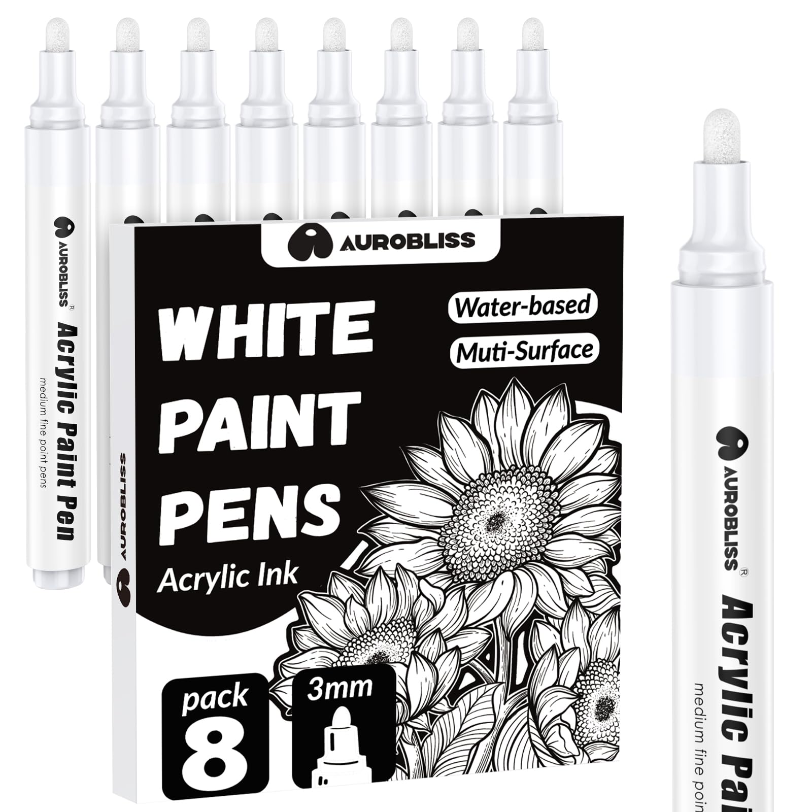 Kit 8 Pennarelli Acrilici Bianchi Indelebili - Punta 2-3mm Per Pneumatici, Legno, Vetro E Tessuti - Foto 5