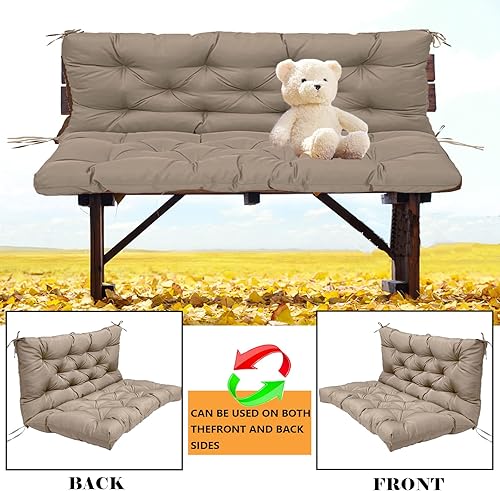 Miniatura 5 de bumuam Cojines de asiento de repuesto, cojines de columpio para exteriores, impermeables, para porche, 3 plazas, con respaldo, cojín de banco para