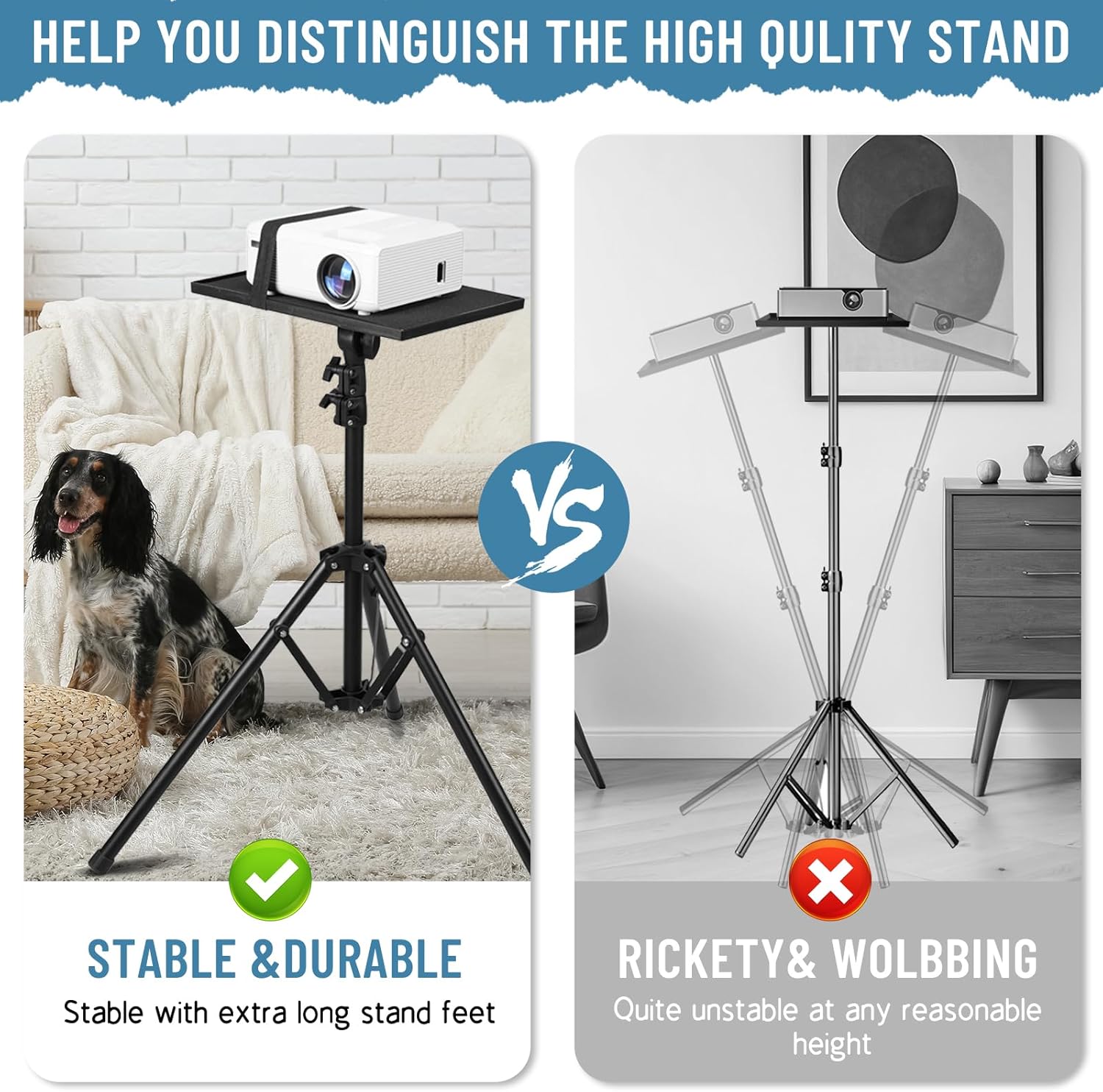 KEJOG Projector Stand Adjustable Height 20" to 62",Foldable Projector Tripod Stand ,Tripod for Projector DJ Equipment,Projector Tripod Stand for Outdoor Movies,Office, Home, Stage or Studio
