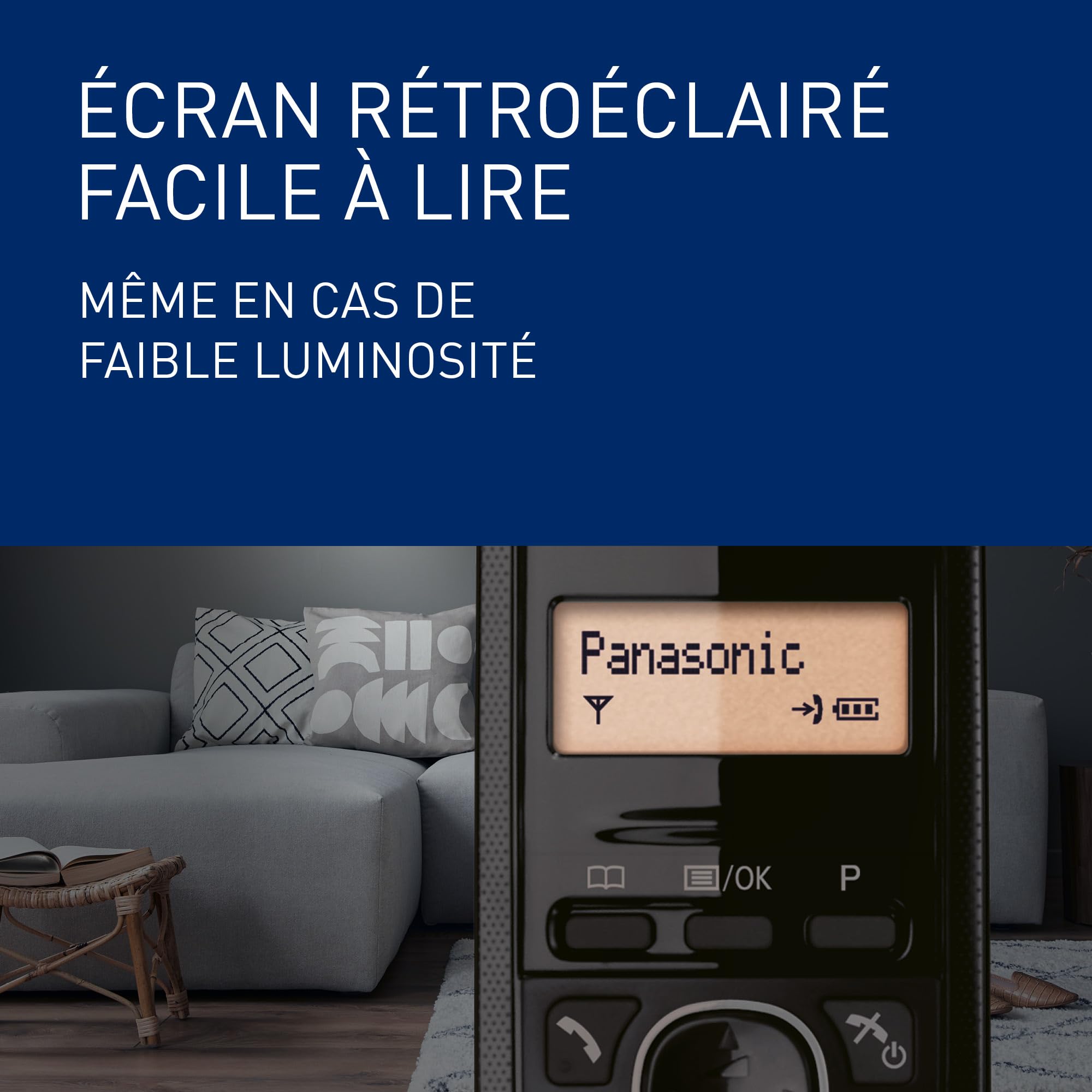 Panasonic KX-TG1611FRH Téléphone Solo sans Fil DECT sans répondeur Noir [Version Française]