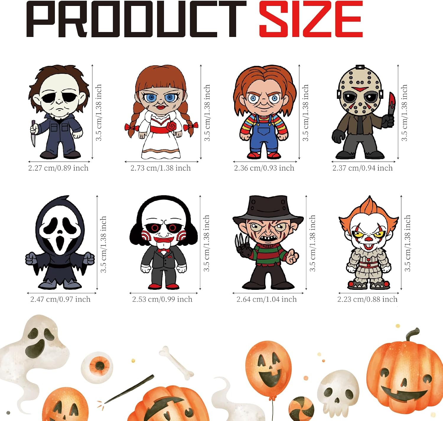 1000Pcs Halloween Stickers 1.5 Inch Halloween Horror Movie Character Roll Decal Stickers Adhesive Stickers for Halloween Party Favor Decor