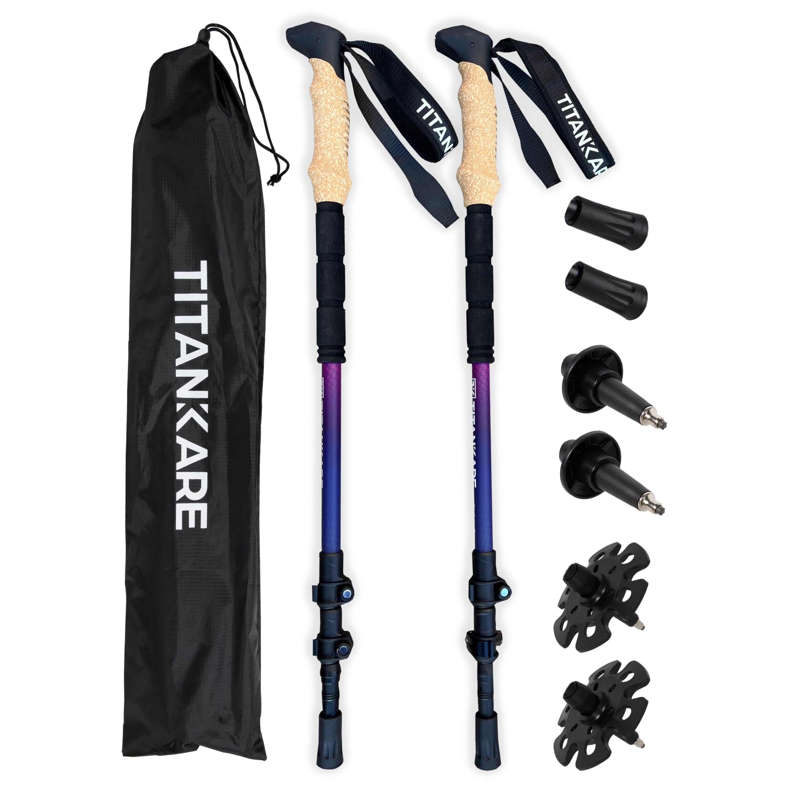 Bastones de senderismo para caminar – Bastones de senderismo con agarre de corcho para mujeres y hombres, bastones de marcha nórdica para personas mayores, ultraligeros, plegables, equipo de
