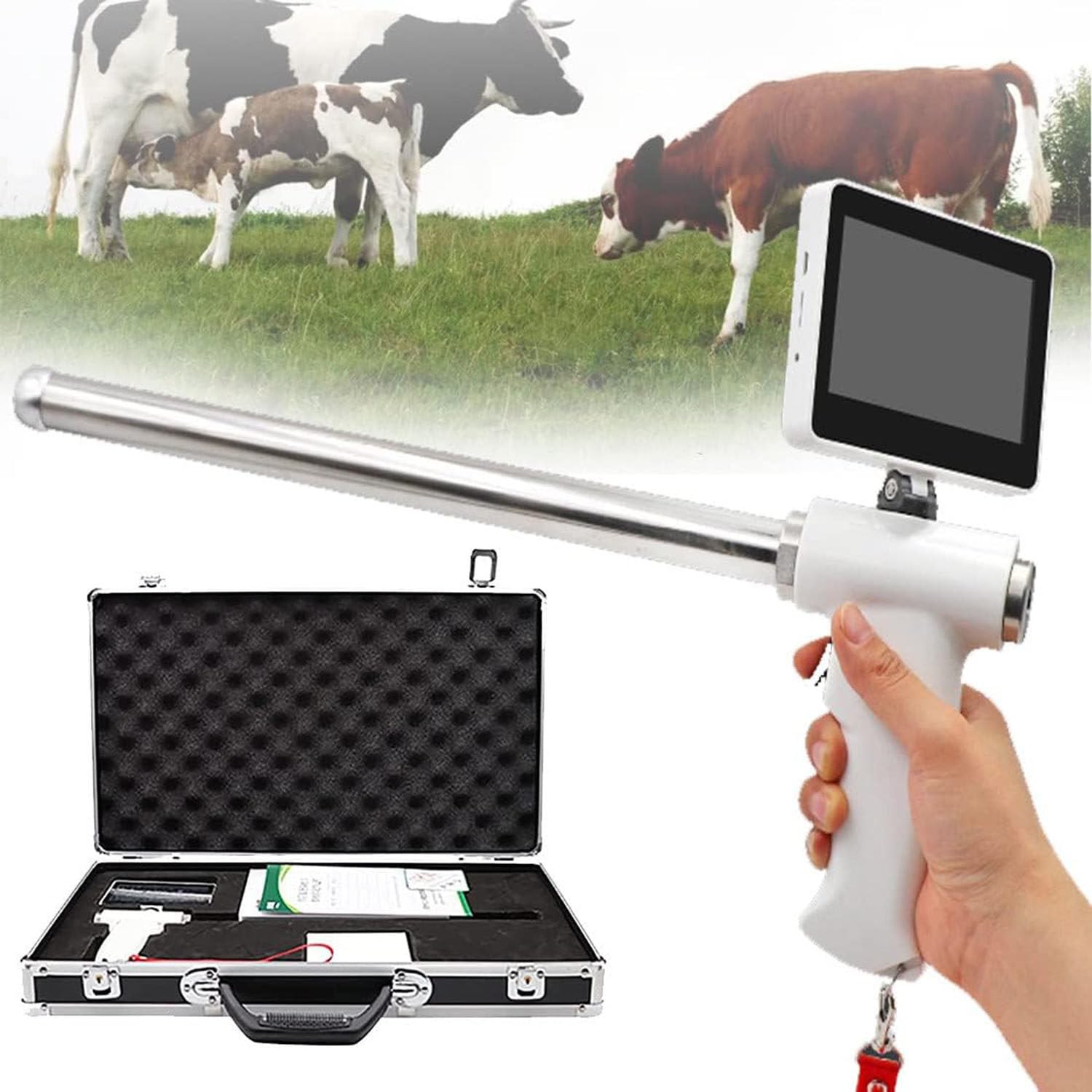 Urządzenie do sztucznej inseminacji krów, zestawy do sztucznej inseminacji, ogrzewanie/wibracje, obrotowy ekran wizualny, profesjonalne narzędzia rolnicze do sztucznej inseminacji