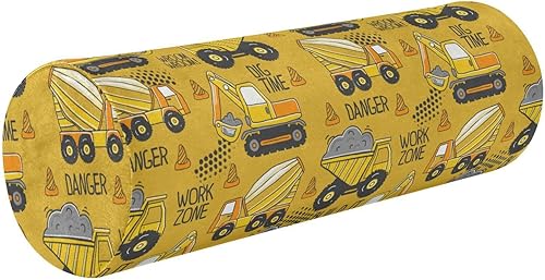 FRODOTGV Zona de trabajo de construcción amarilla redonda almohada cervical rollo almohada ortopédico cuello rollo almohada sofá redondo cojín