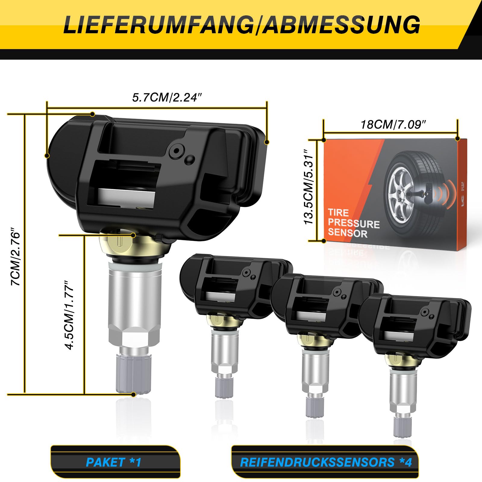 Lot de 4 capteurs de pression des pneus RDKS pour Mercedes Benz C/CLA/GLA/GLC/CLS/E/S/GLE Système de contrôle de la pression des pneus pour capteur TPMS W176 W205 C207 W212 A0009050030
