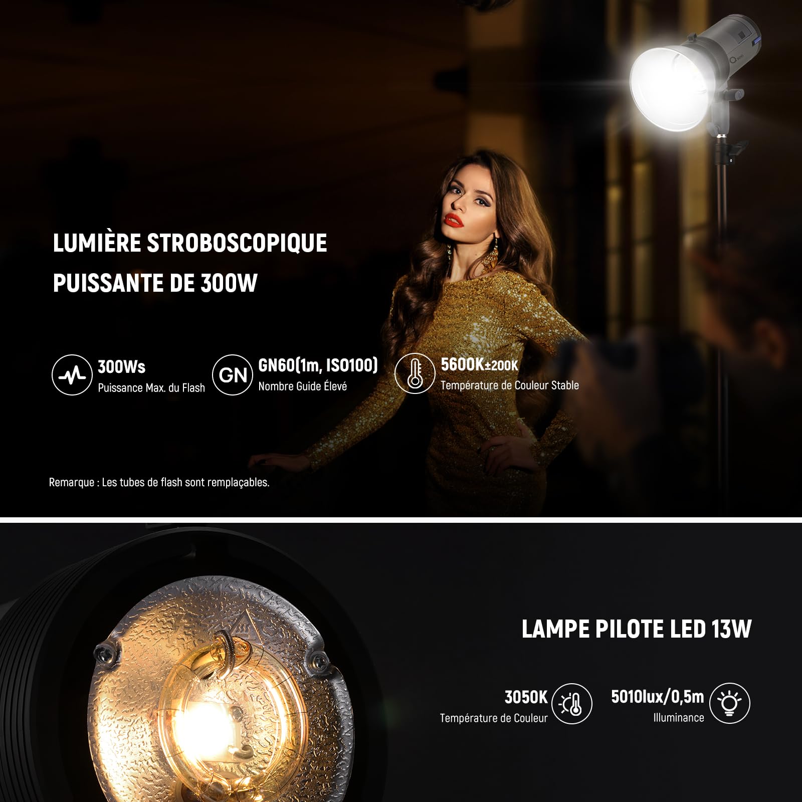 NEEWER Q300 Flash de Studio Extérieur 300Ws 2,4G avec Déclencheur sans Fil Q Compact, Batterie Li-ION 7800mAh,éclairage Stroboscopique pour Studio Photo,Monobloc sans Fil 1000 Flashs Pleine Puissance