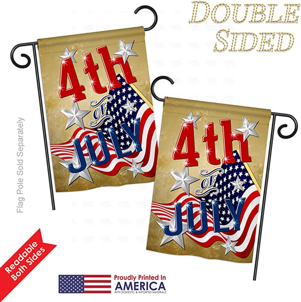 4th of July Garden House Flags Set Americana Fourth Independence Day Fireworks BBQ United State American Small Decorative Gift Yard Banner Double-Sided Made In USA 28 X 40