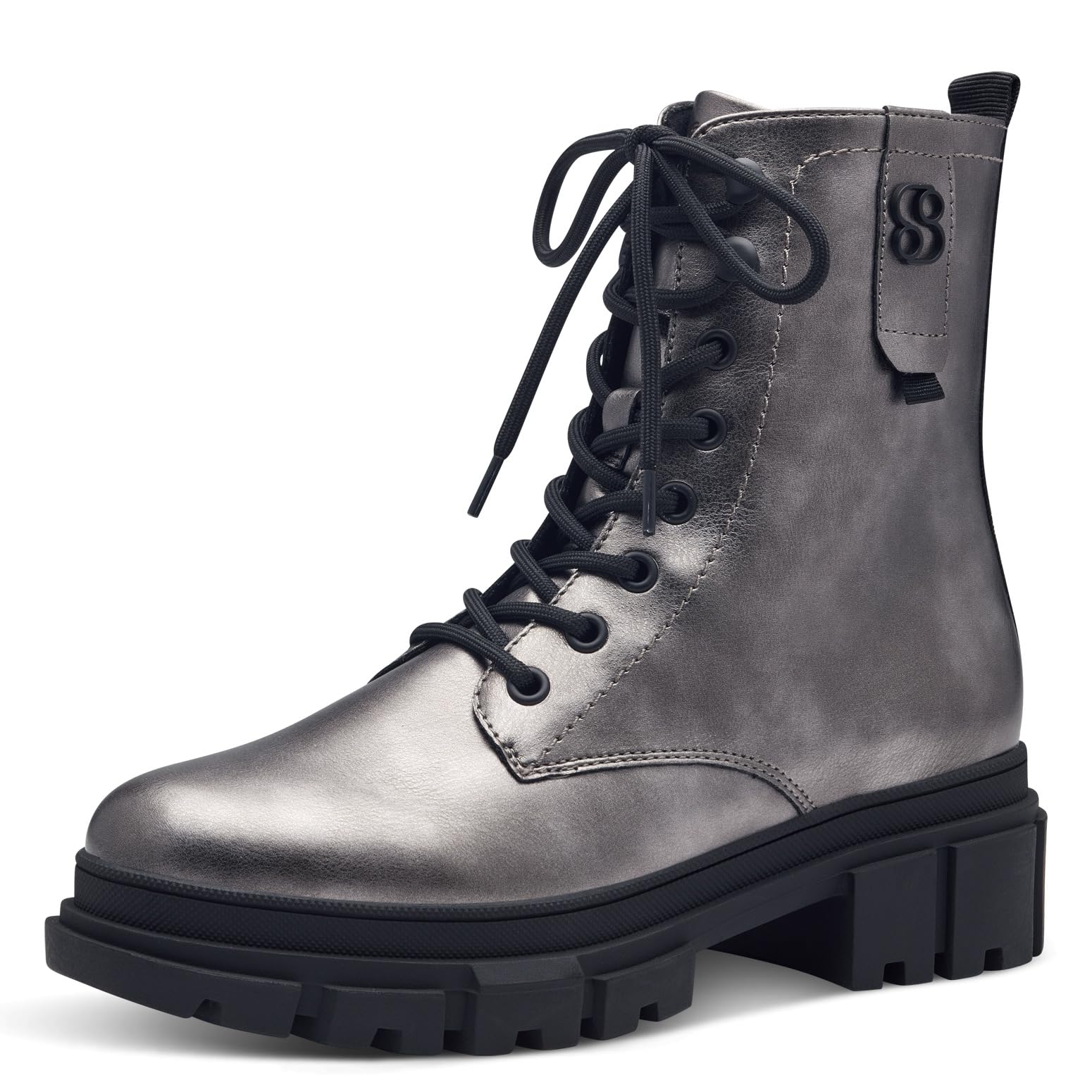 s.Oliver Women's Ankle Boots Without Heel Lace-Up Vegan, Grey (pewter), 7 UK