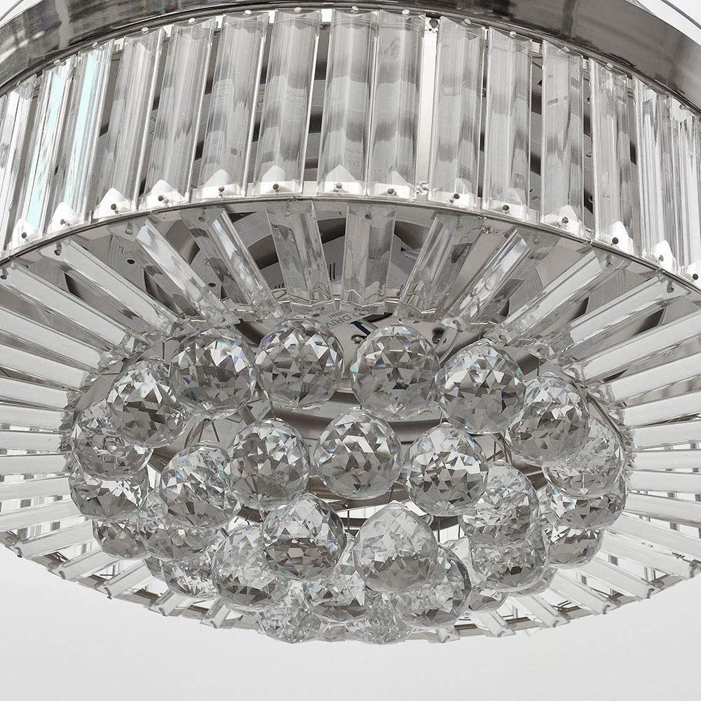 Ventiladores de techo retráctiles de 42 pulgadas con control remoto de luz LED, 4 cuchillas invisibles de ABS transparente, para sala de estar, comedor, lámpara de techo para 5