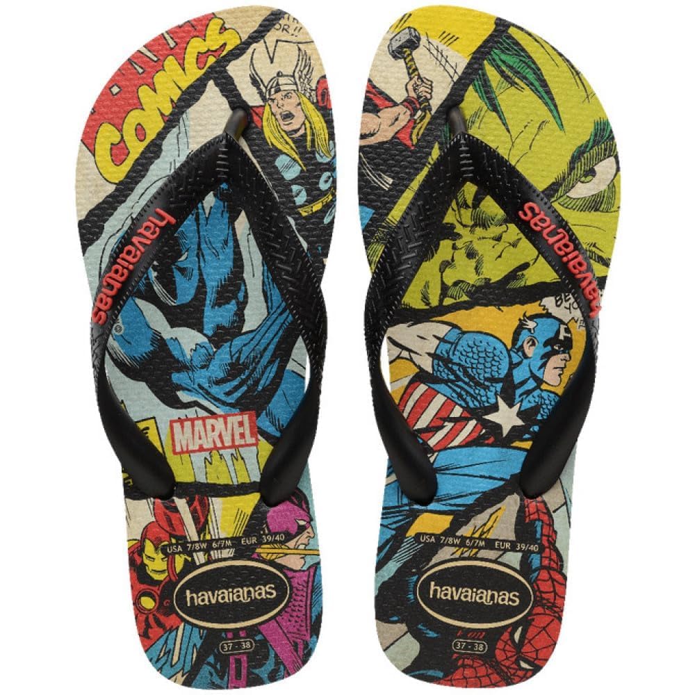 Havaianas Top Marvel Classics Men FlipFlop Black/Black/Red 5.5/6 UK