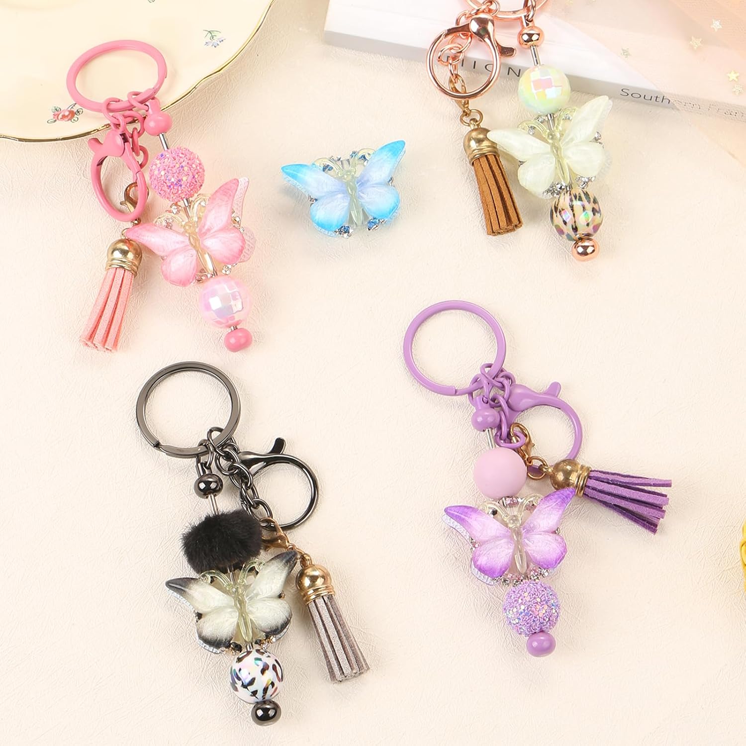 Gradient Butterfly Beads for Pens 5pcs Fancy Focal Beads for Beadable Pens Beadable Keychains Making - Image 6