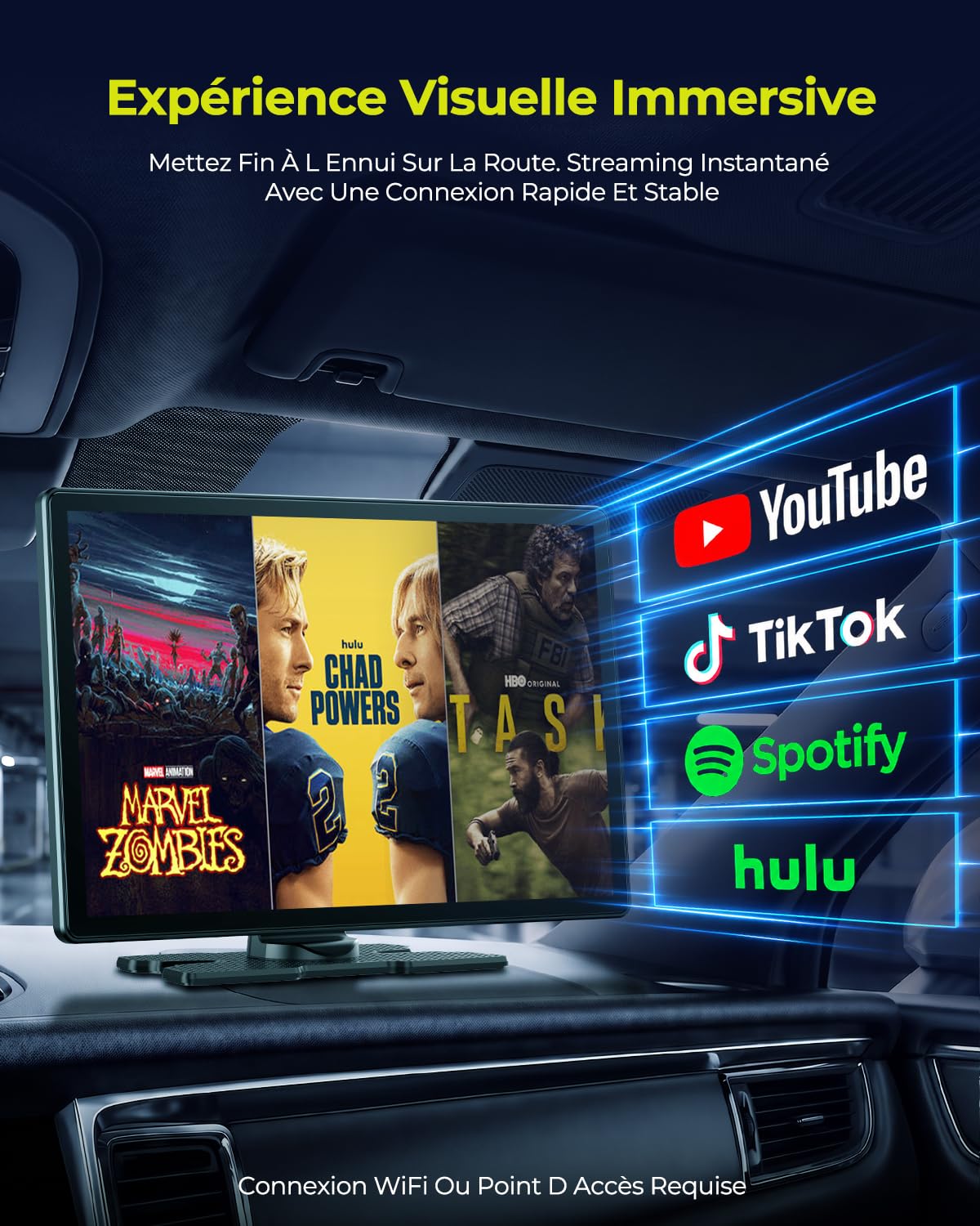 LAMTTO Écran CarPlay Voiture sans Fil 11 Pouces avec APPs Youtube TikTok Portable pour Apple CarPlay & Android Auto avec Caméra de Recul/Navigation/Écran Tactile in-Cell/Assistant Vocal/OTA/Bluetooth