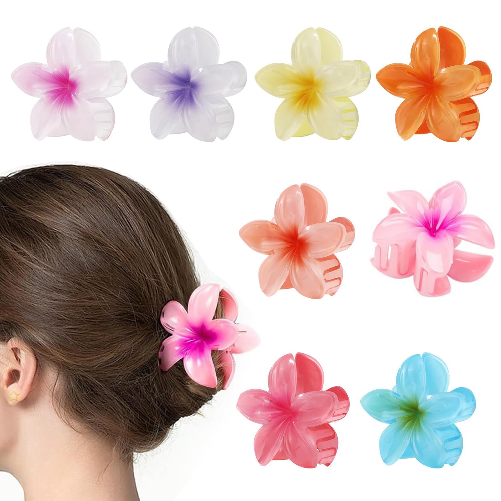 Blumen Haarklamme,8 Pcs Haarklammer Blume Flower Hair Clips Rutschfeste Haarklammer Blume für Frauen Dick, Dünn Haar