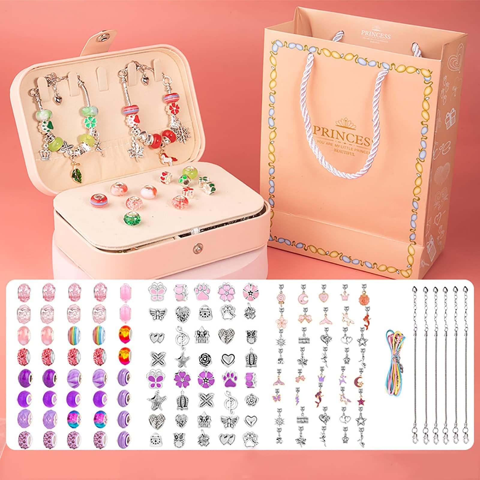 Beauenty Charm Bracelets Making Kit for Girls, 132 Pieces of Jewelry