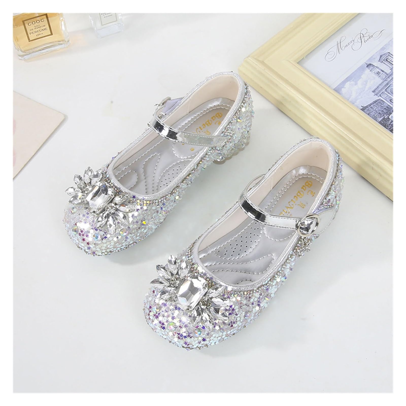 Scarpa Da Ballo Per Bambini Con Glitter Scarpe da principessa for bambini Scarpe da sposa for feste con strass di lusso for ragazze Scarpe in pelle for bambini con tacchi alti con paillettes glitterat