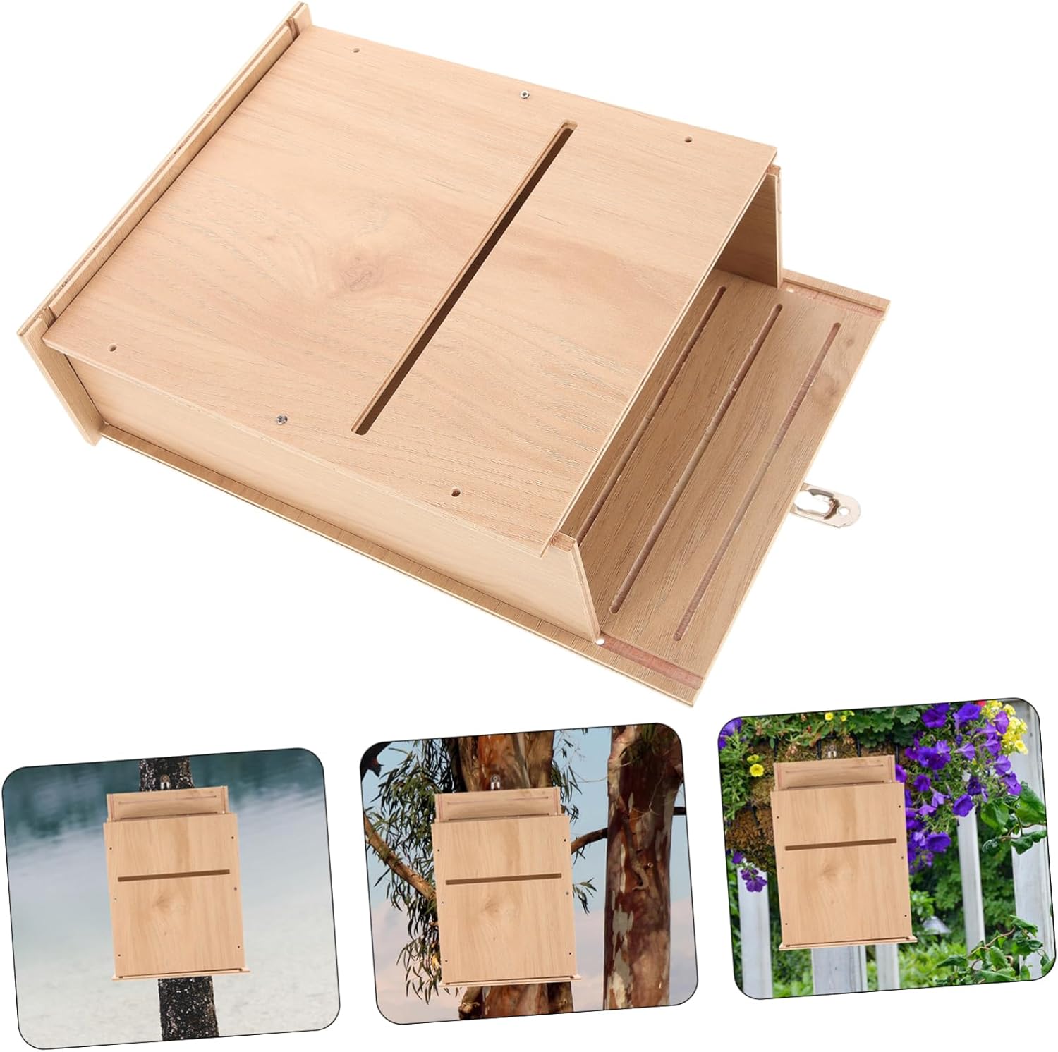 Wooden Bat House Outdoor Garden Shelter for Bats Three Design Wooden Construction for Backyard Decor