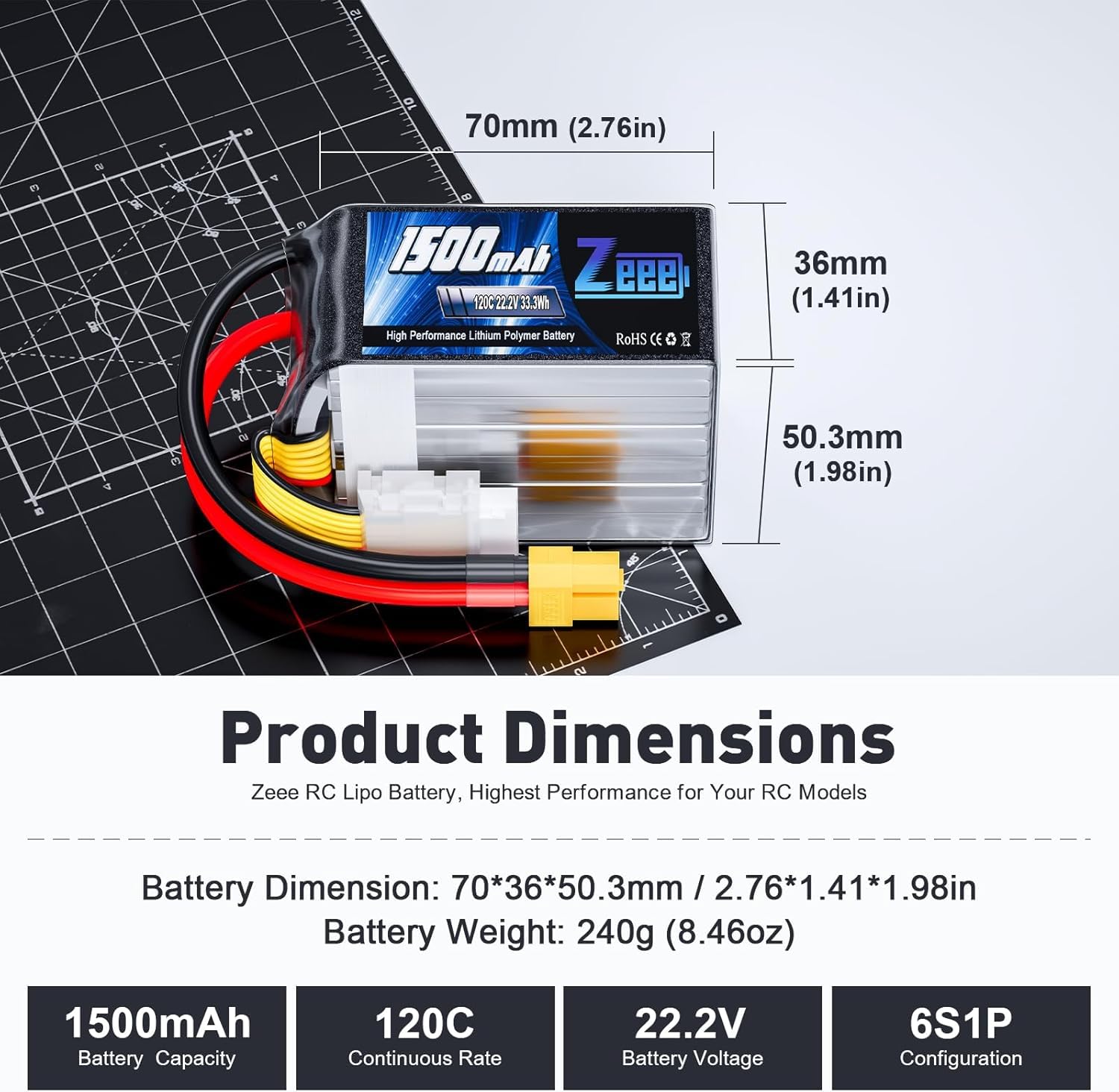 HRB 6S 6000mAh 100C Lipo Battery XT90 22.2V RC Lipo Battery Compatibel met RC Helicopter Airplane Car Boot Truck 2 stuks