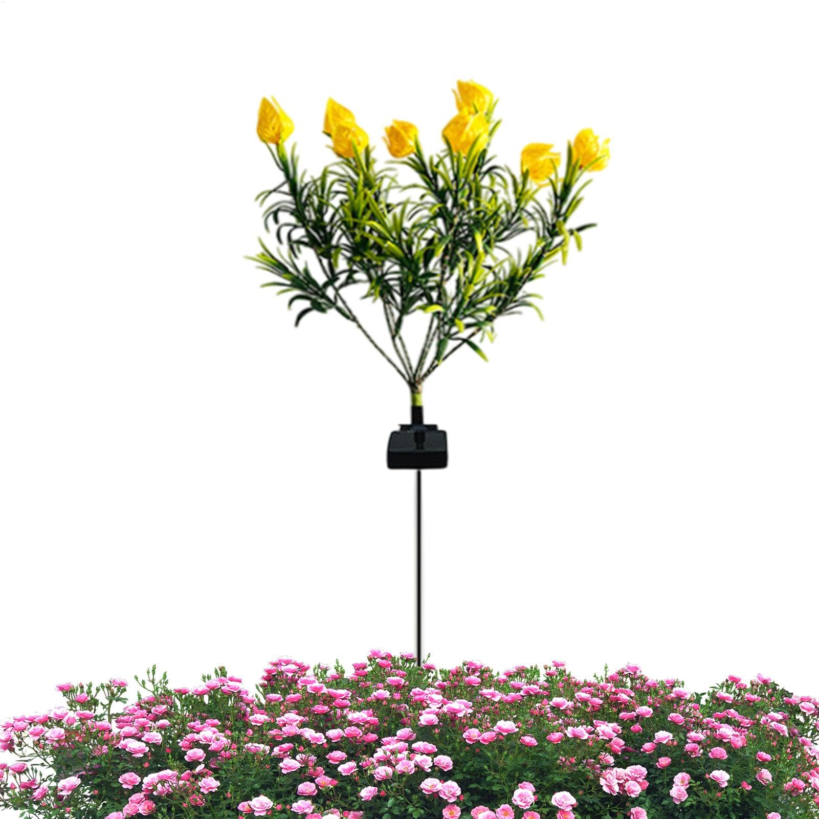 Hqunjikp Gardenia Solar Garden Light Landscape Path Outdoor Waterproof LED