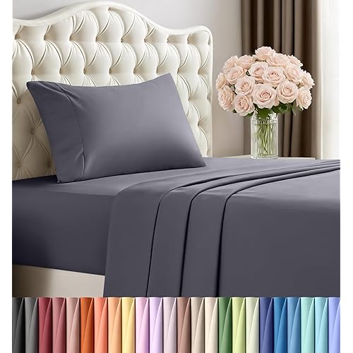 Utopia Bedding Twin Sheet Set – 3 Piece Bed Sheets for Twin Size Bed, Soft and Breathable Microfiber, Includes 1 Fitted Sheet, 1 Flat Sheet and 1 Pillowcase (Grey)